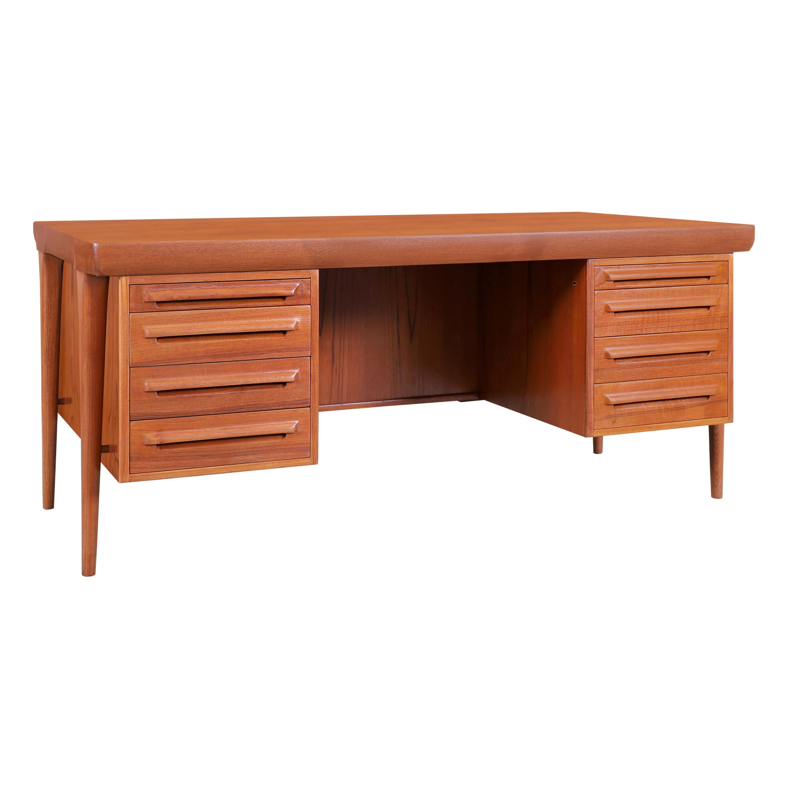 Danish Modern Teak Executive Desk by Ib Kofod Larsen