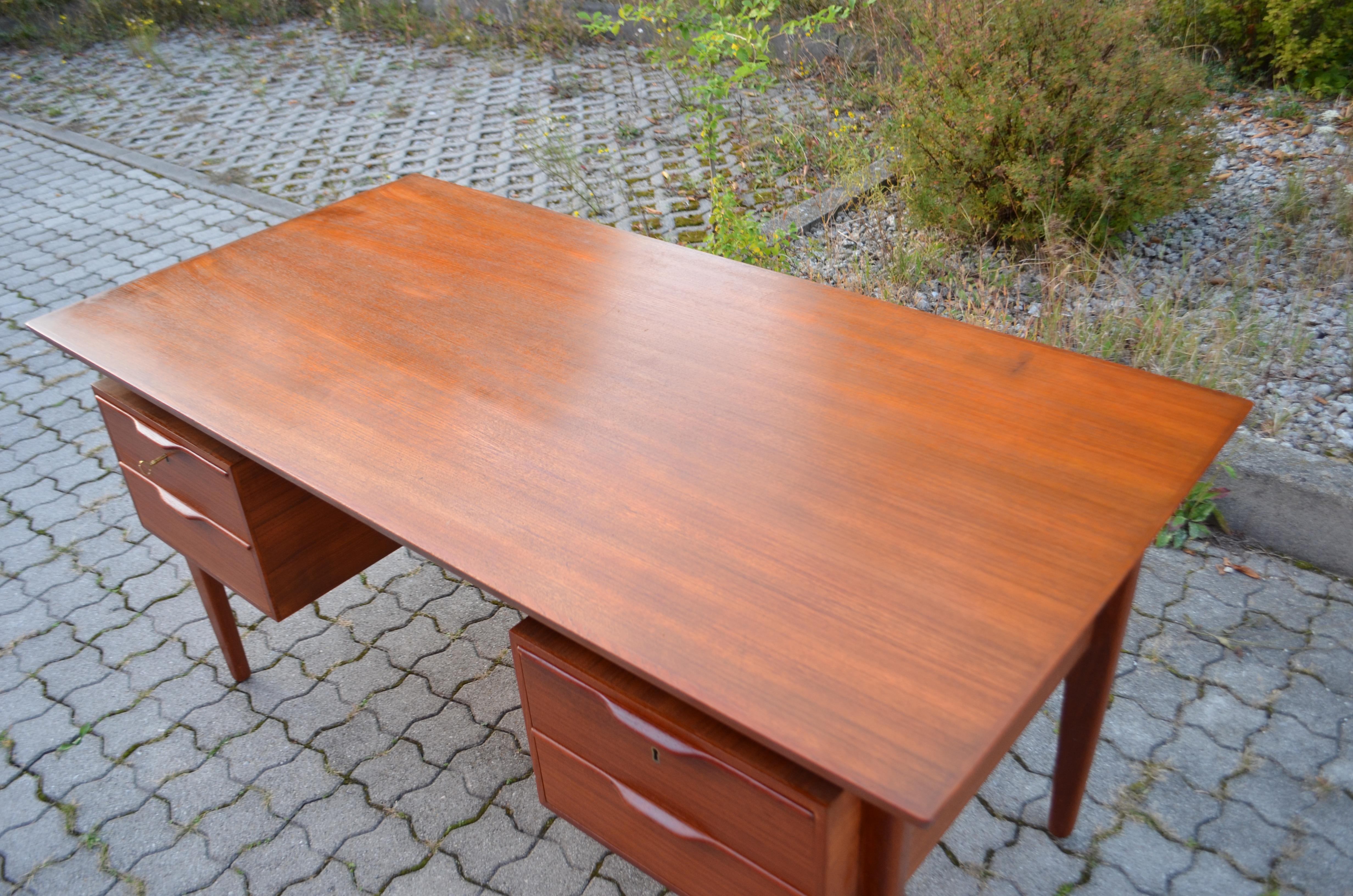 Wood Danish Modern Teak Executive Writing Desk Henning Jorgensen for Fredericia For Sale