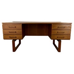 Used Danish Modern Teak Executive Writing Desk with Sled Legs