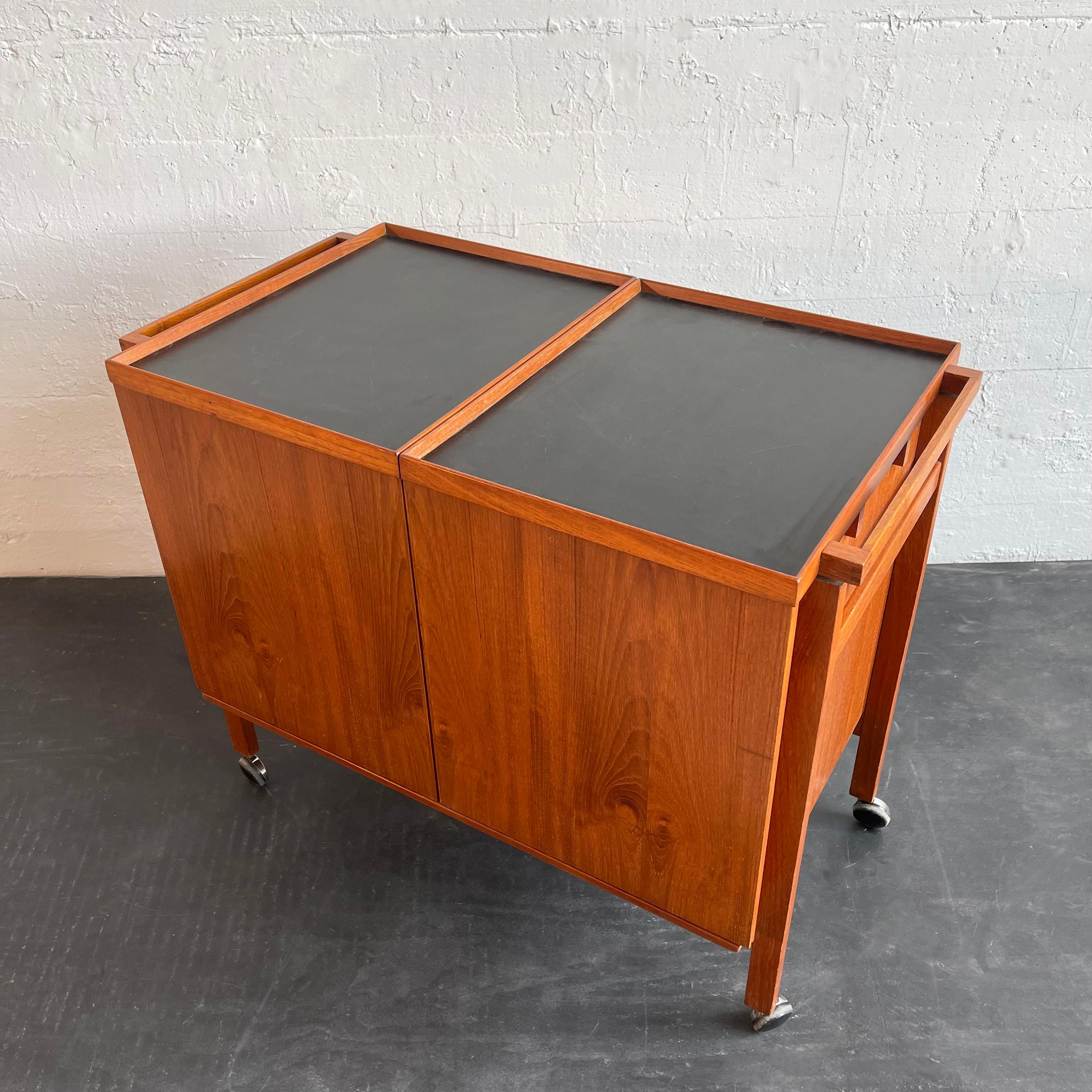 20th Century Danish Modern Teak Expandable Bar Cart By Niels Erik Glasdam Jensen For Sale