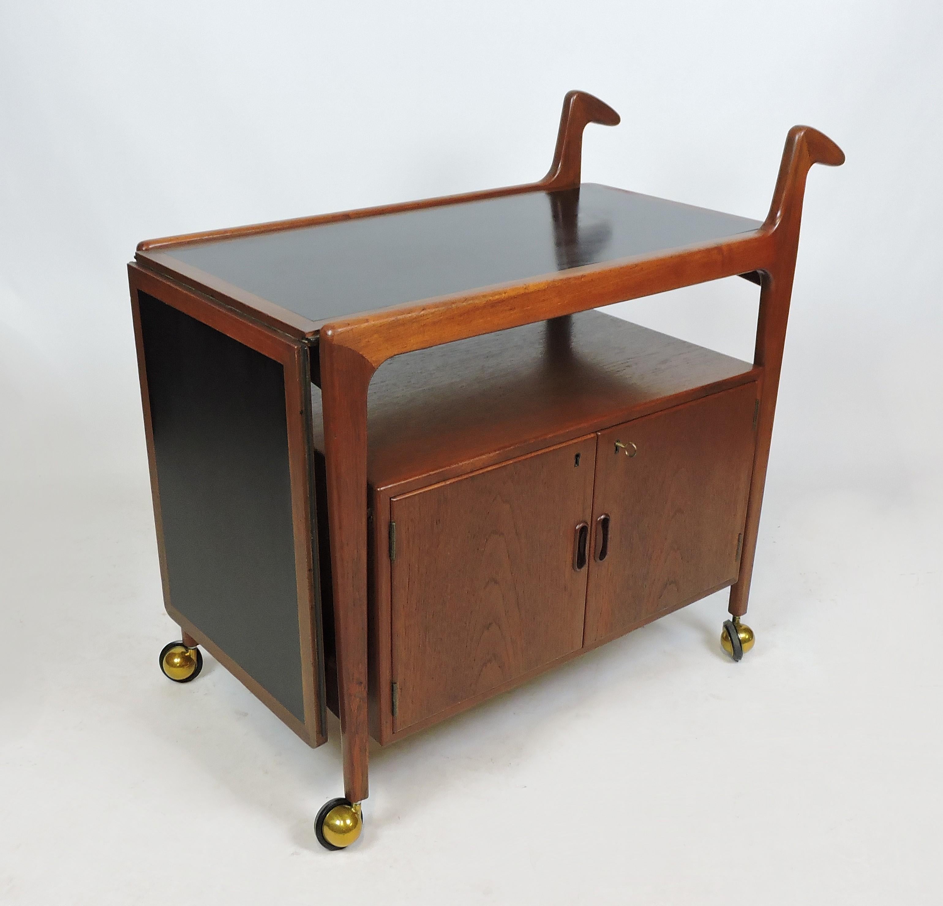 Danish Modern Teak Expandable Bar Serving Cart by Falster Mobelfabrik 6