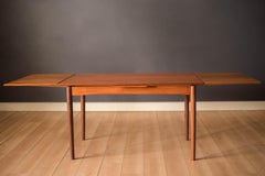 Danish Modern Teak Expandable Draw Leaf Dining Table