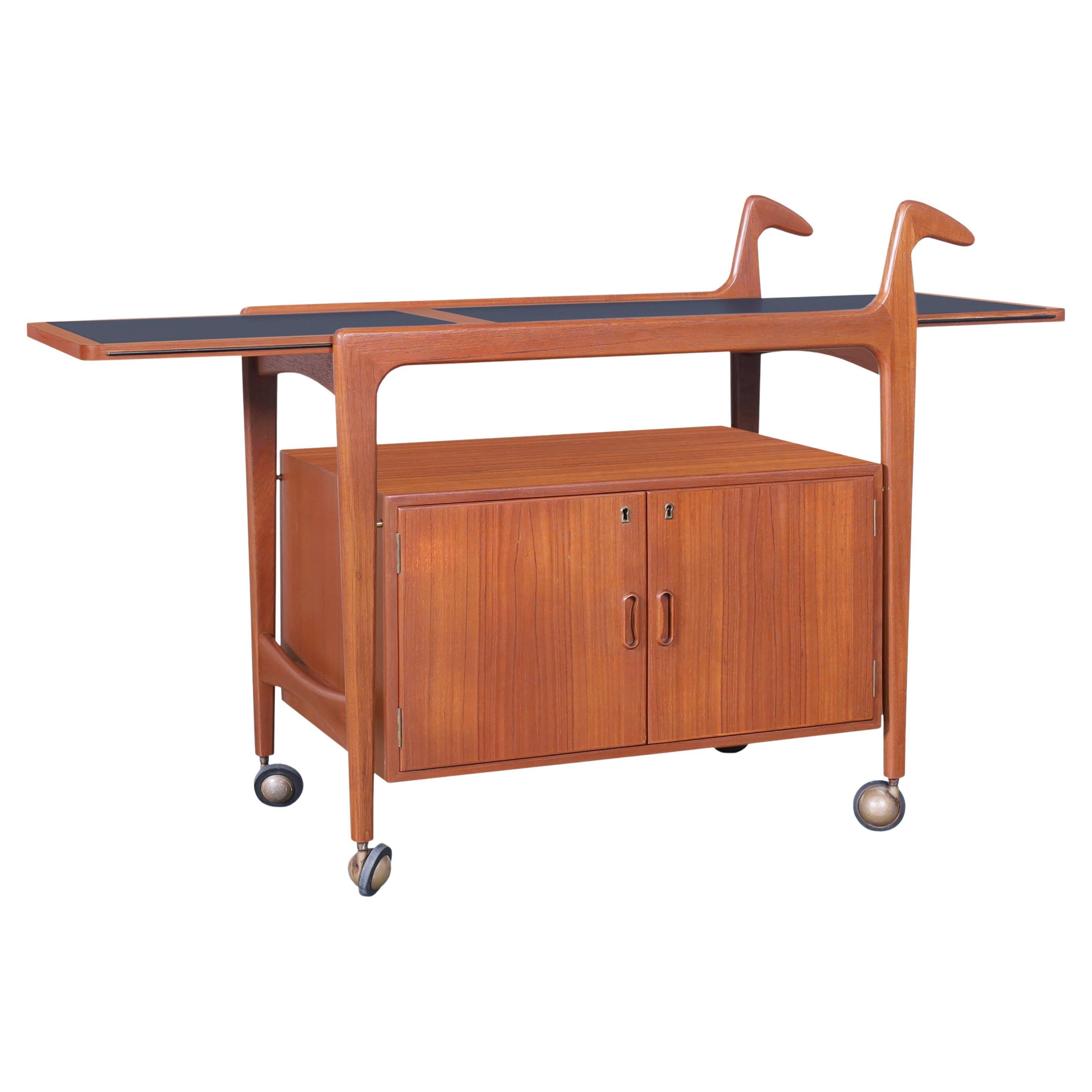 Danish Modern Teak Extendable Bart Cart by Falster Mobelfabrik For Sale