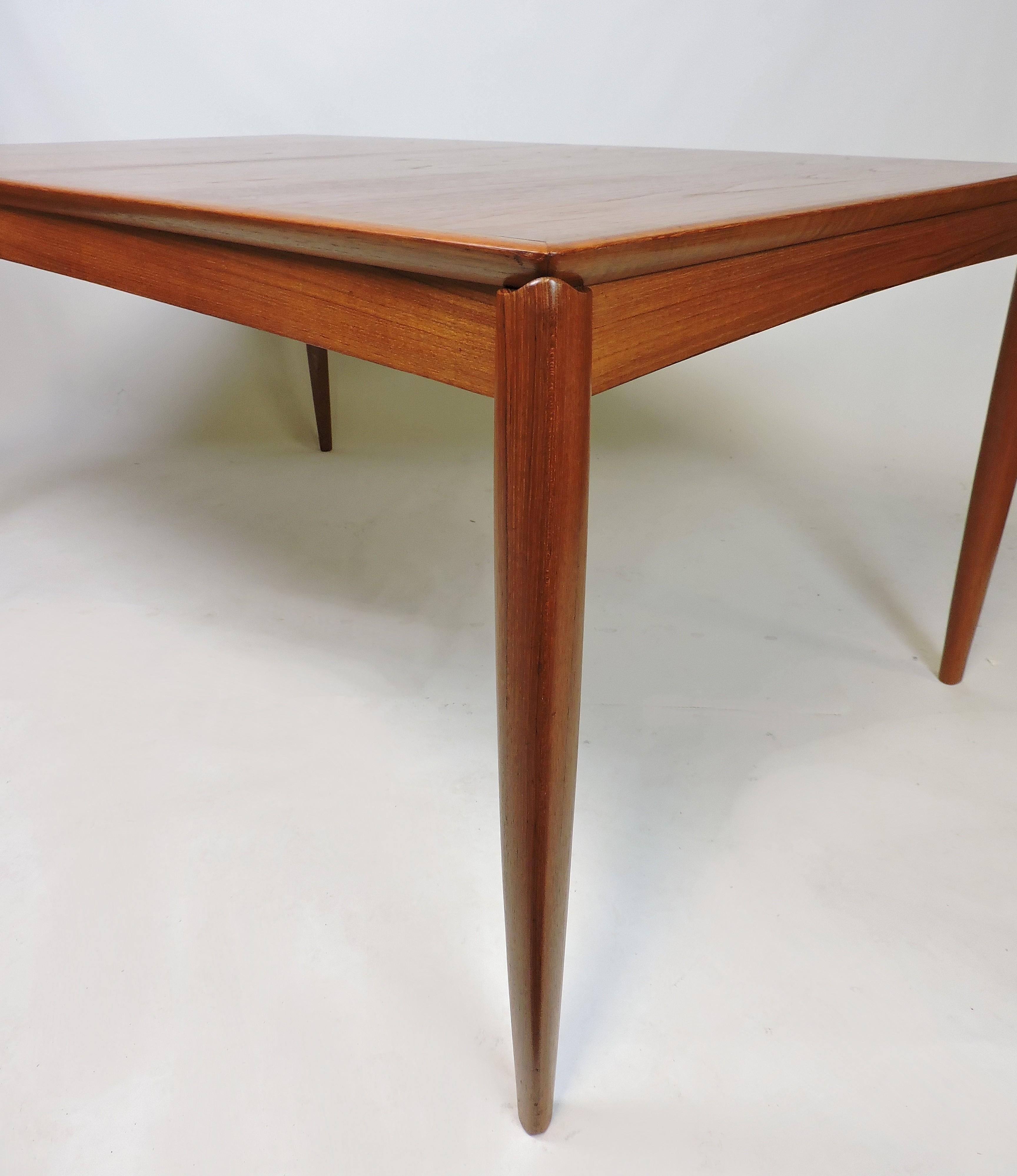 Danish Modern Teak Extendable Dining Table H.W. Klein for Bramin 1