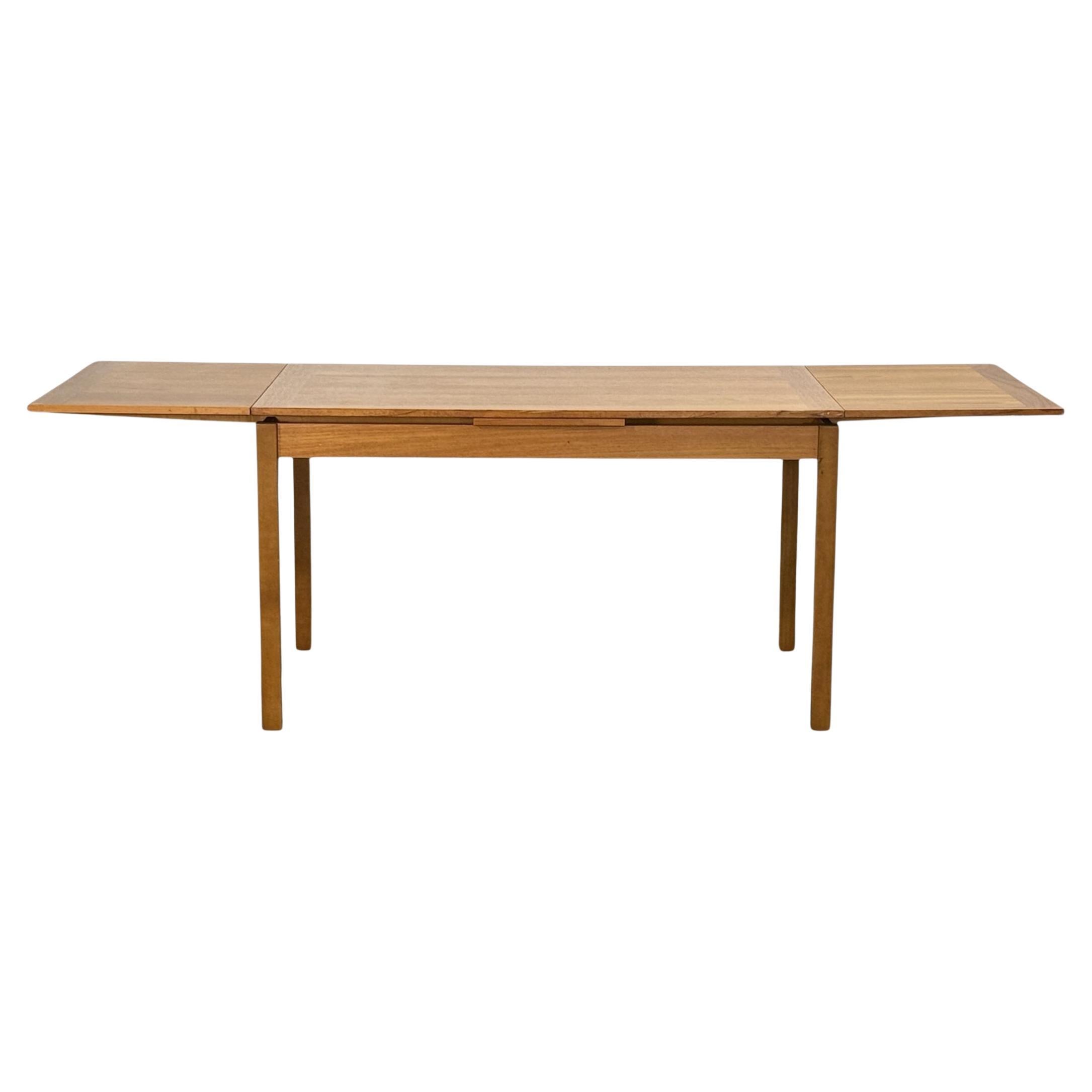 Danish Modern Teak Extending Draw Leaf Dining Table For Sale