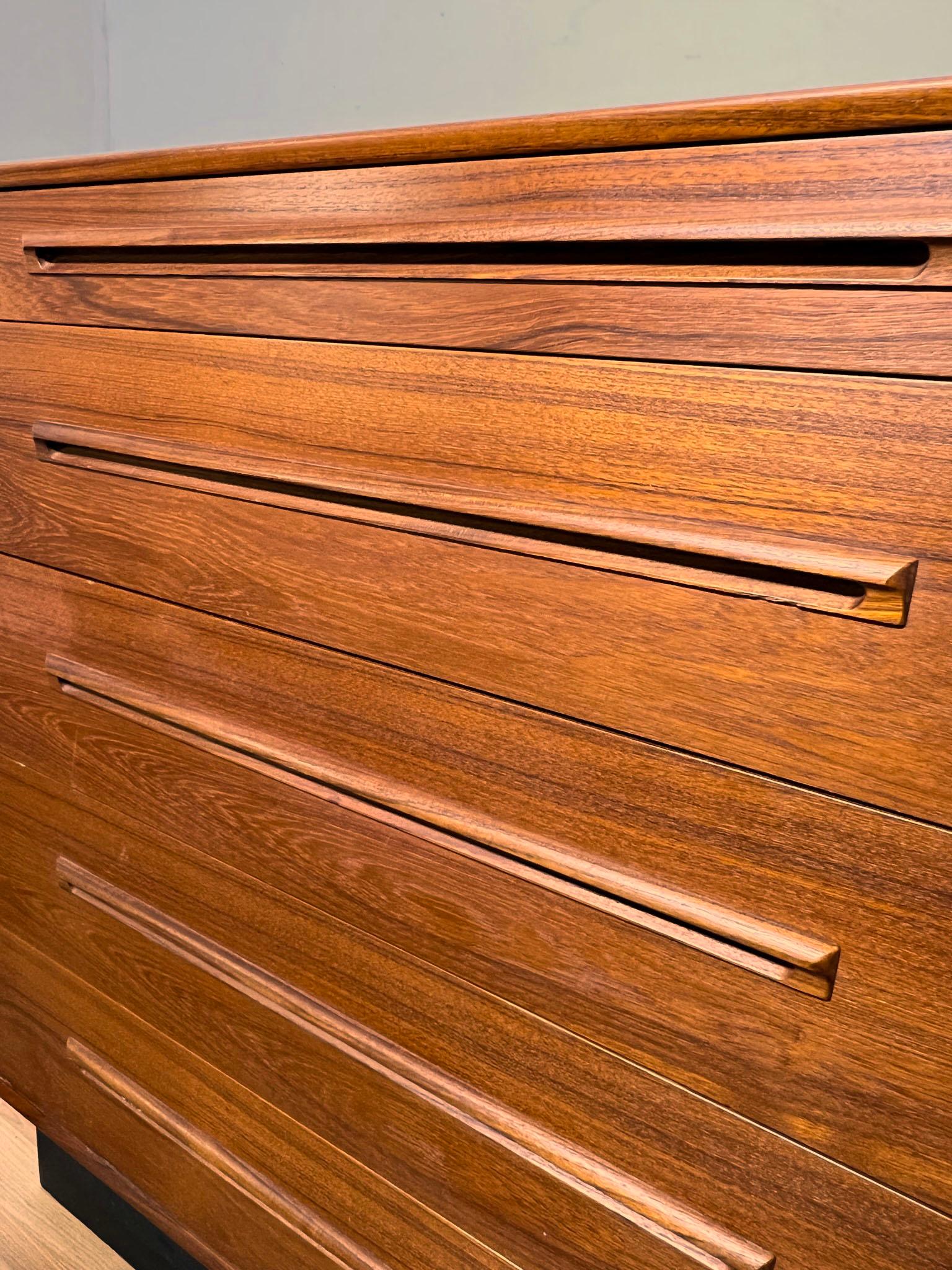 Late 20th Century Danish Modern Teak Five Drawer High Boy Dresser by Westnofa, Norway, Ca. 1970s