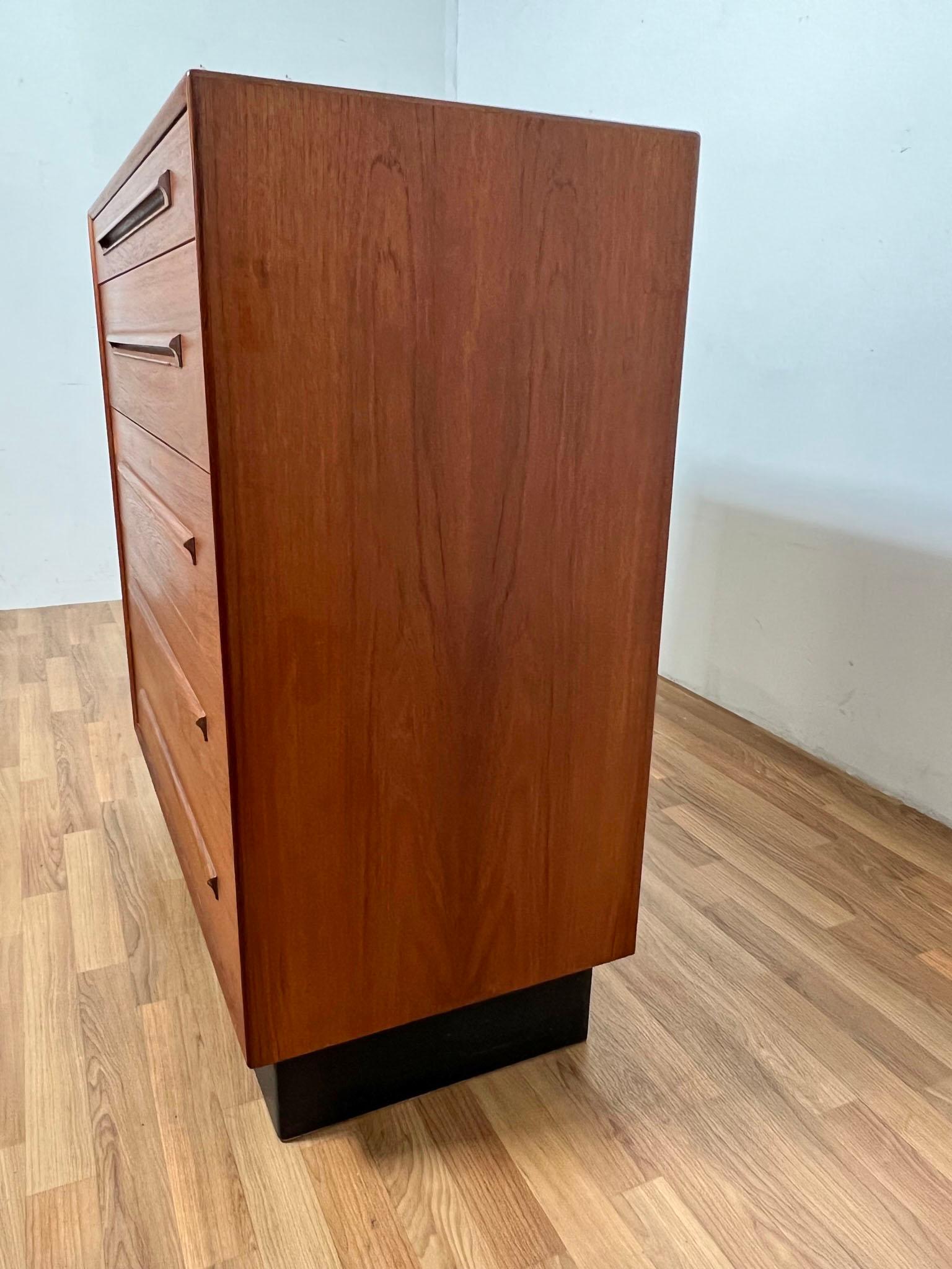 Danish Modern Teak Five Drawer High Boy Dresser by Westnofa, Norway, Ca. 1970s 1