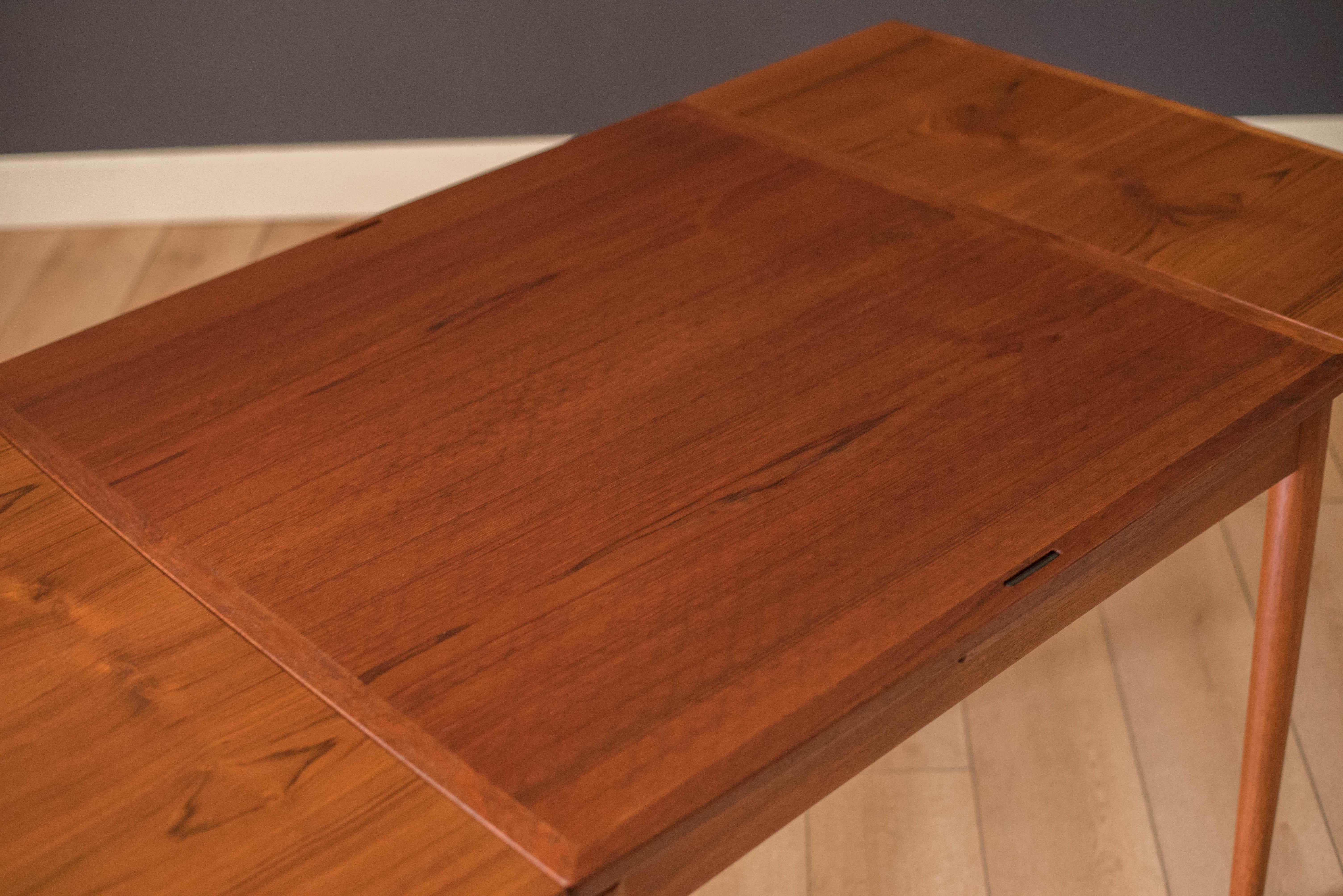 Danish Modern Teak Flip Top Extension Game Dining Table by Hundevad & Co. 5