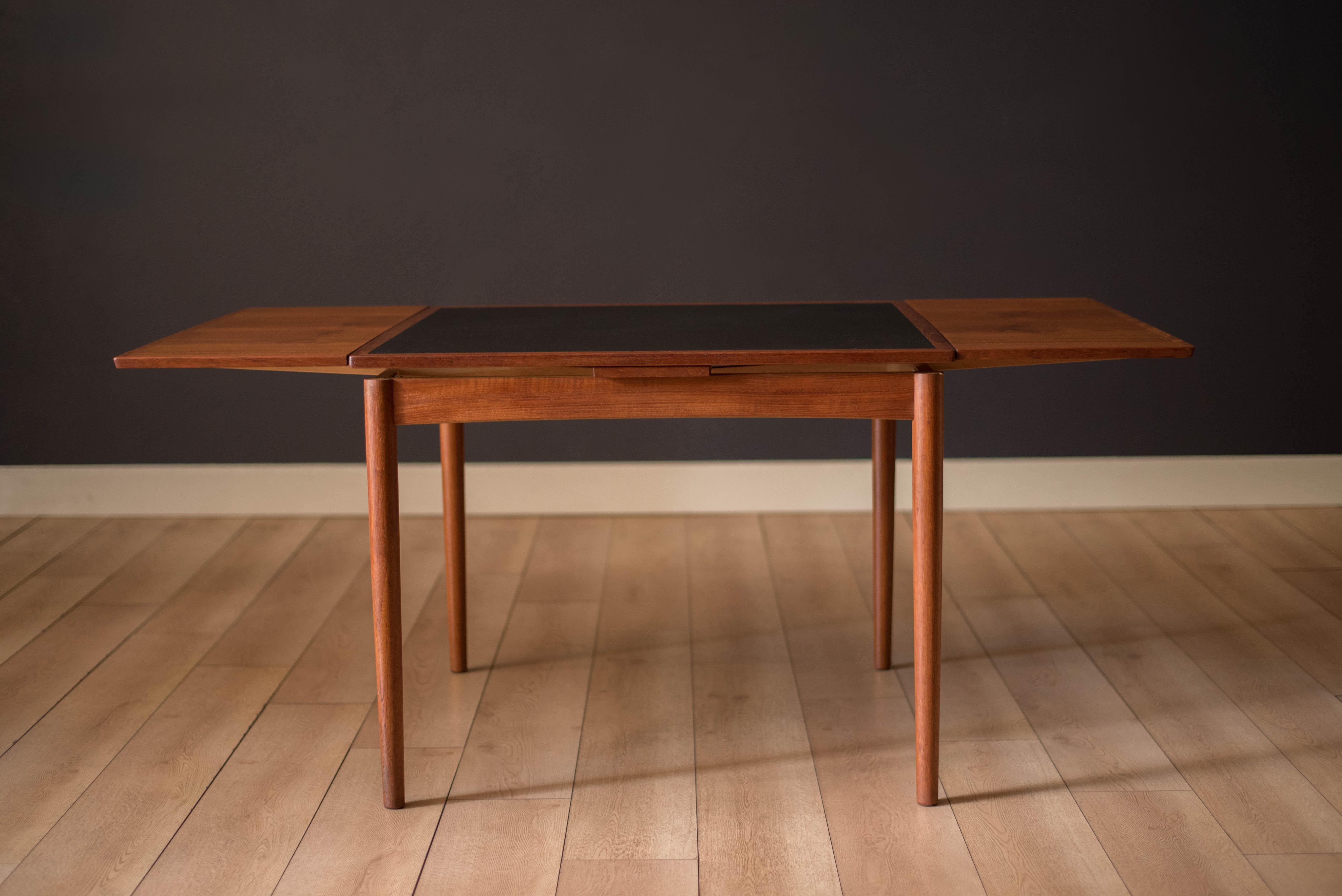 Scandinavian Modern Danish Modern Teak Flip Top Extension Game Dining Table by Hundevad & Co. 