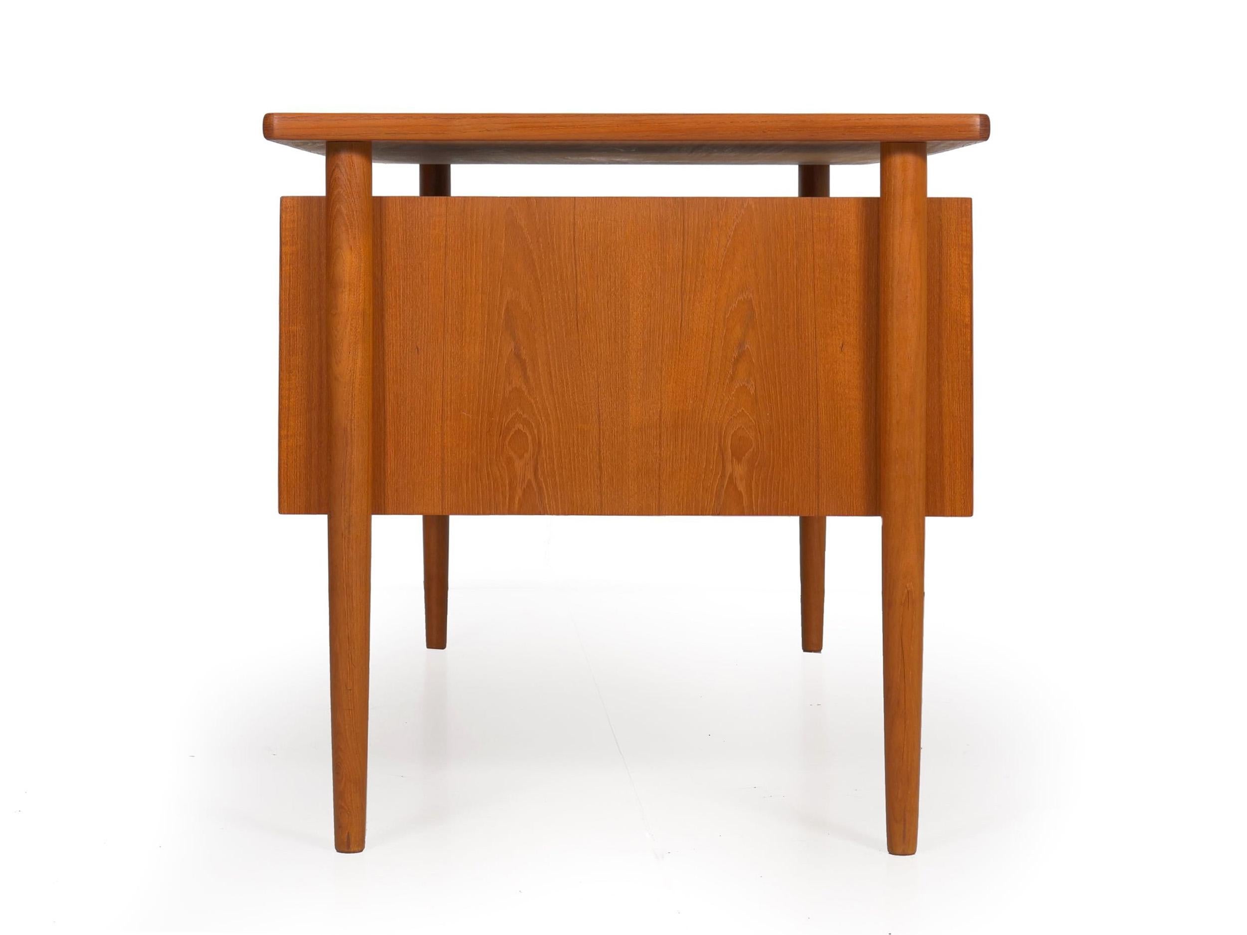 Mid-Century Modern Danish Modern Teak Floating Top Writing Desk by Bornholm, circa 1960s