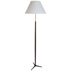 Danish Modern Teak Floor Lamp with Brass Details, 1960s