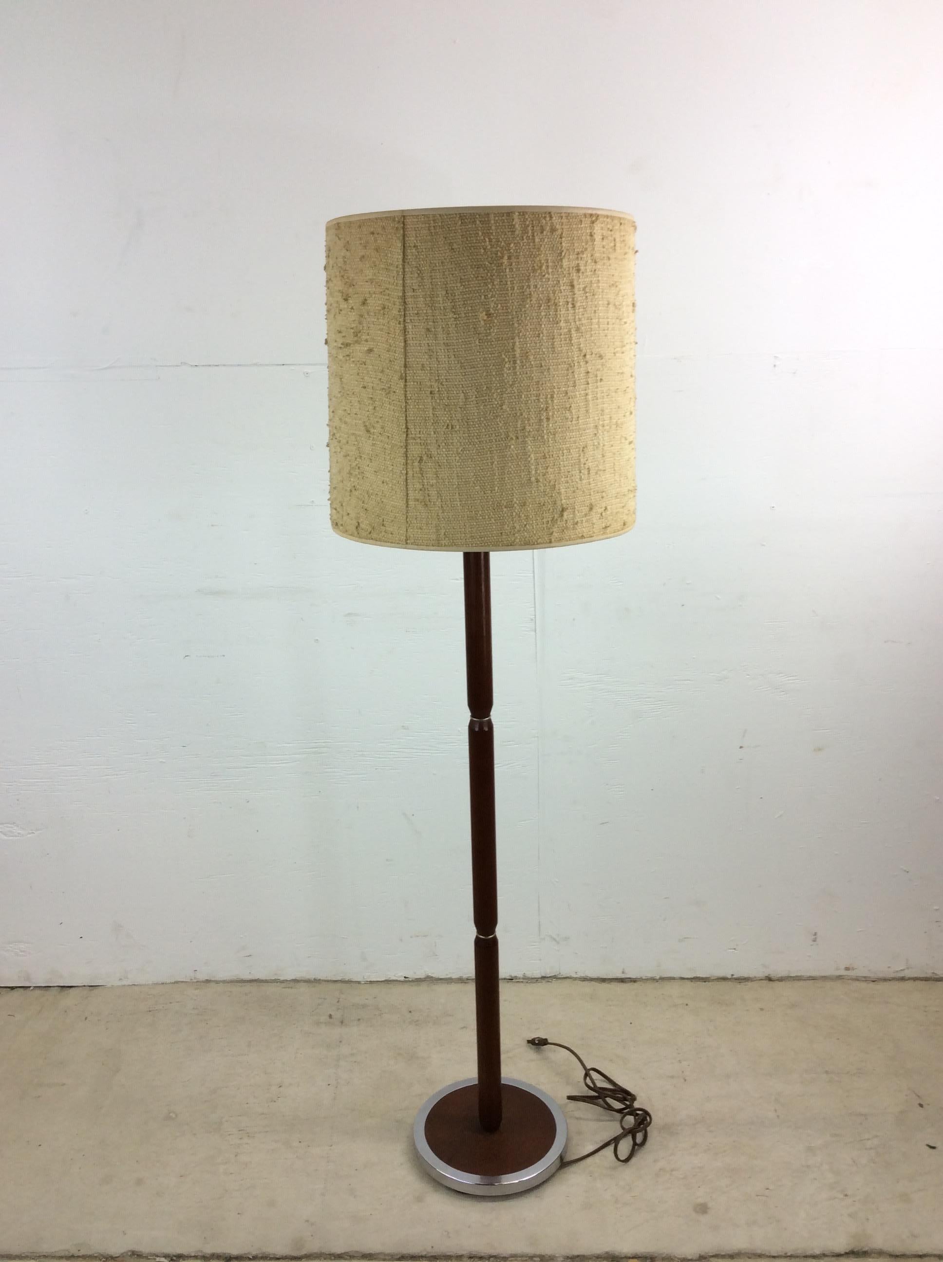 Danish Modern Teak Floor Lamp with Chrome Accented Base For Sale 8