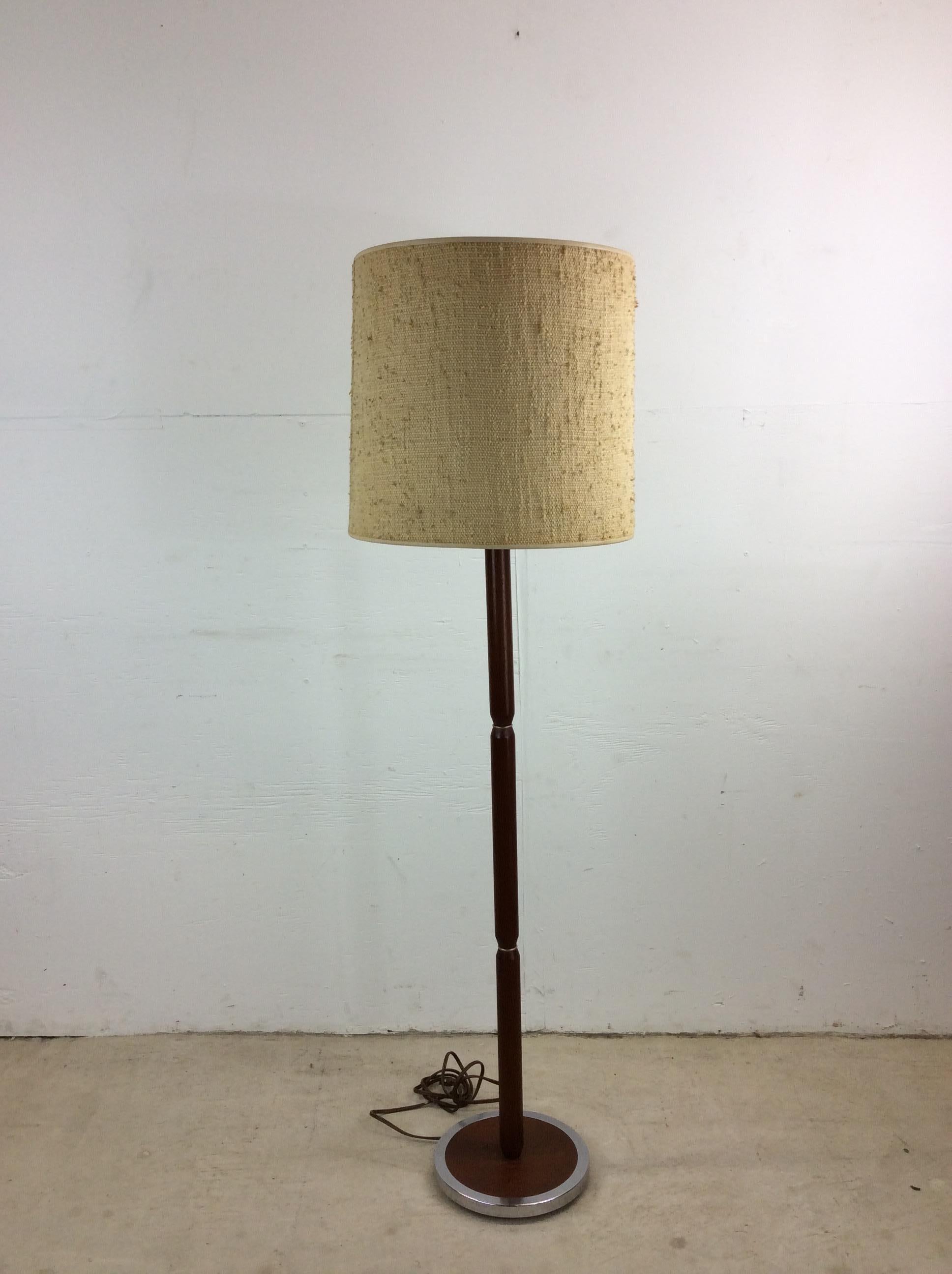 20th Century Danish Modern Teak Floor Lamp with Chrome Accented Base For Sale