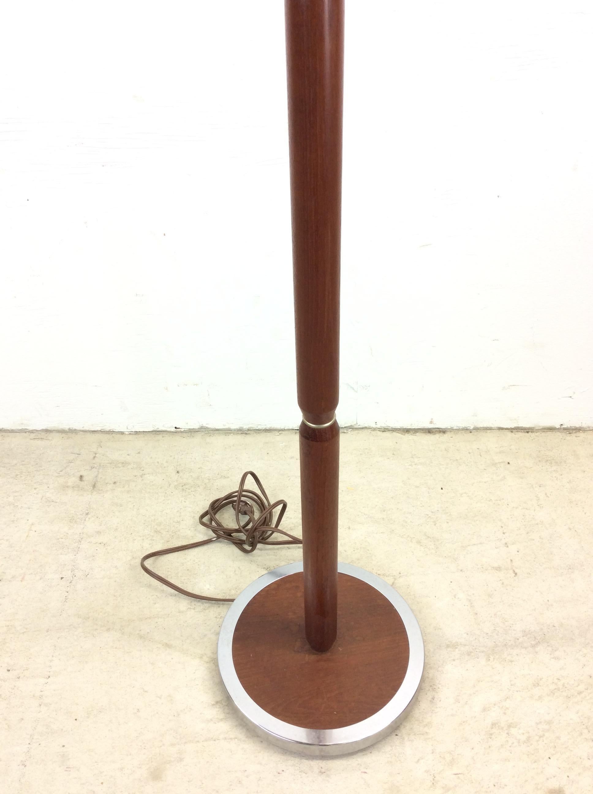 Danish Modern Teak Floor Lamp with Chrome Accented Base For Sale 4