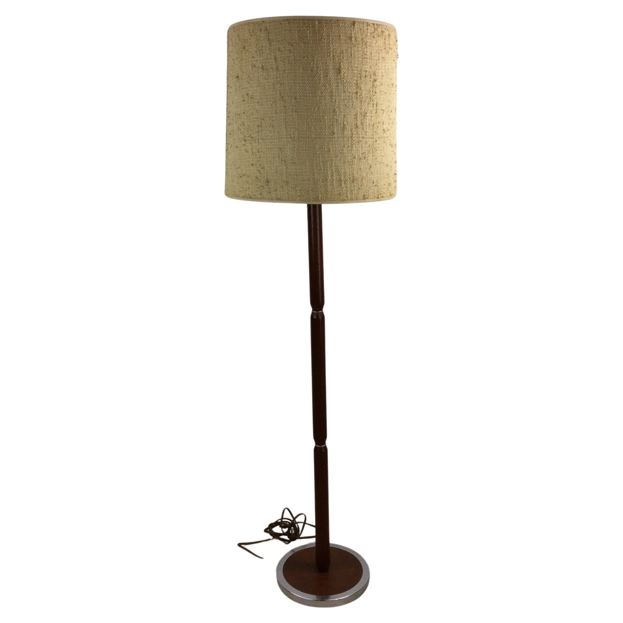 Danish Modern Teak Floor Lamp with Chrome Accented Base For Sale