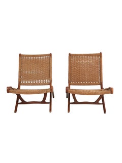 Danish Modern Teak Folding Chairs in the Style of Ebert Wels - A Pair