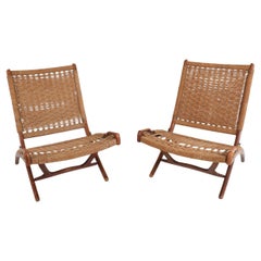 Danish Modern Teak Folding Chairs in the Style of Ebert Wels - A Pair