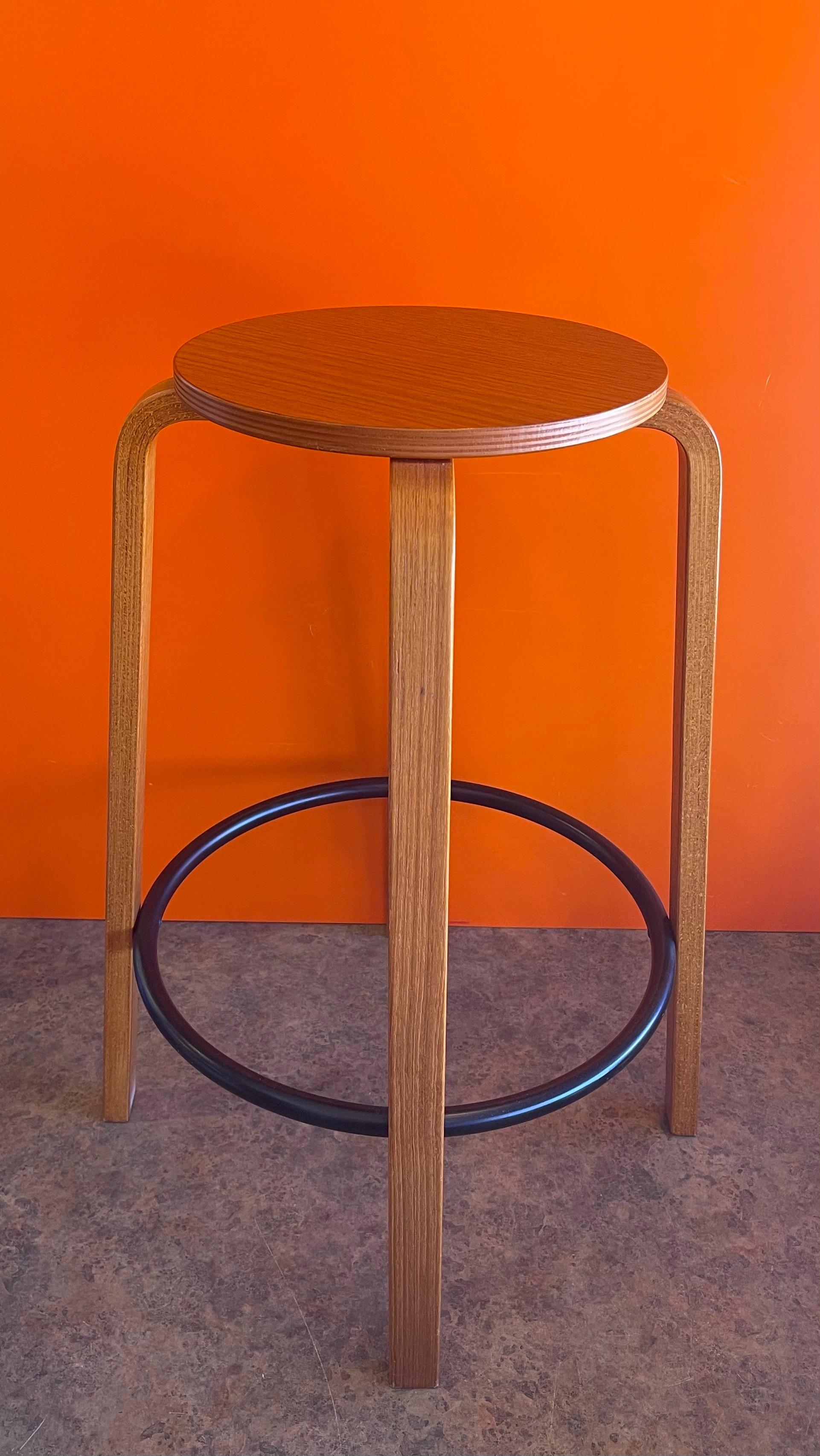 Danish Modern Teak Footrest Barstool In Good Condition For Sale In San Diego, CA