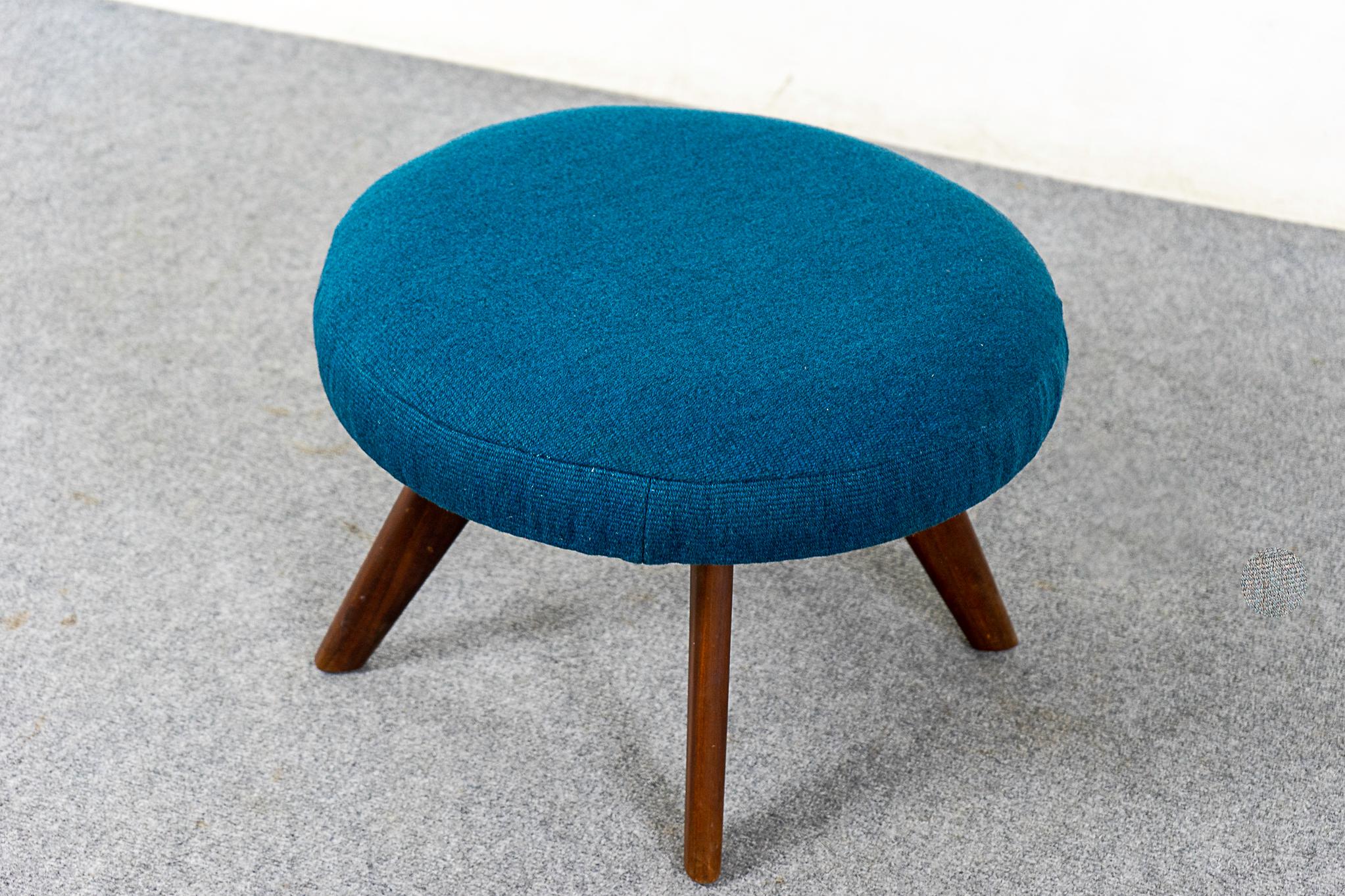 Wool Danish Modern Teak Footstool For Sale