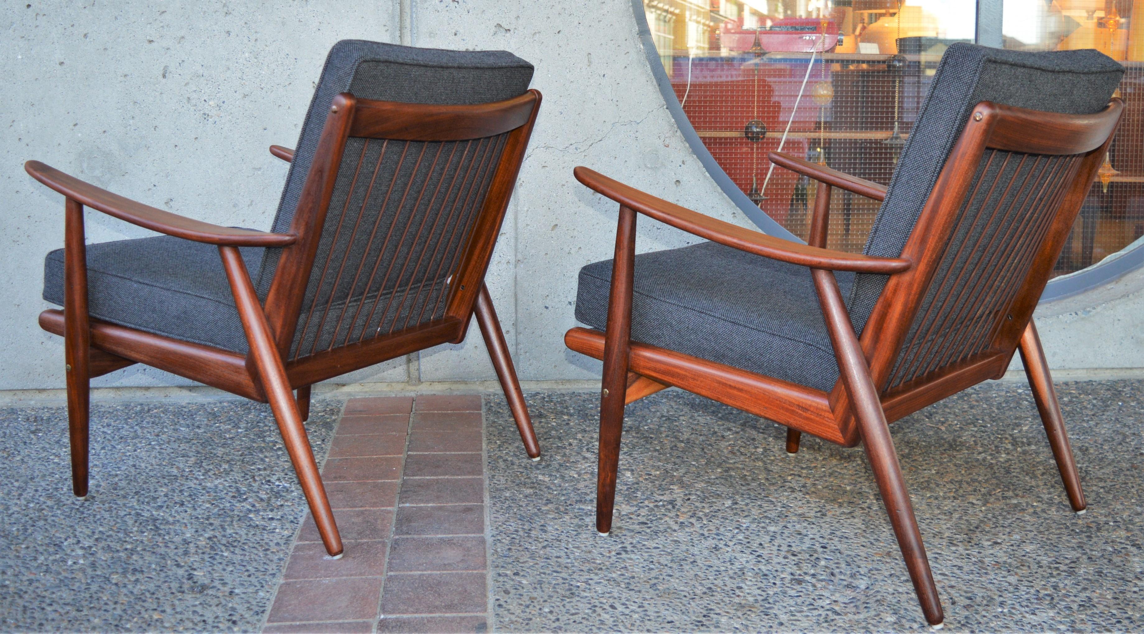 Danish Modern Teak Frame Boomerang Sofa & Pair of Lounge Chairs in New Kravdrat For Sale 9