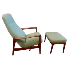 Danish Modern Teak Frame Dux Recliner & Ottoman by Folke Ohlsson