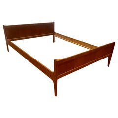 Vintage Danish Modern Teak Full Size Low Bed with Footboard and Headboard & Slats