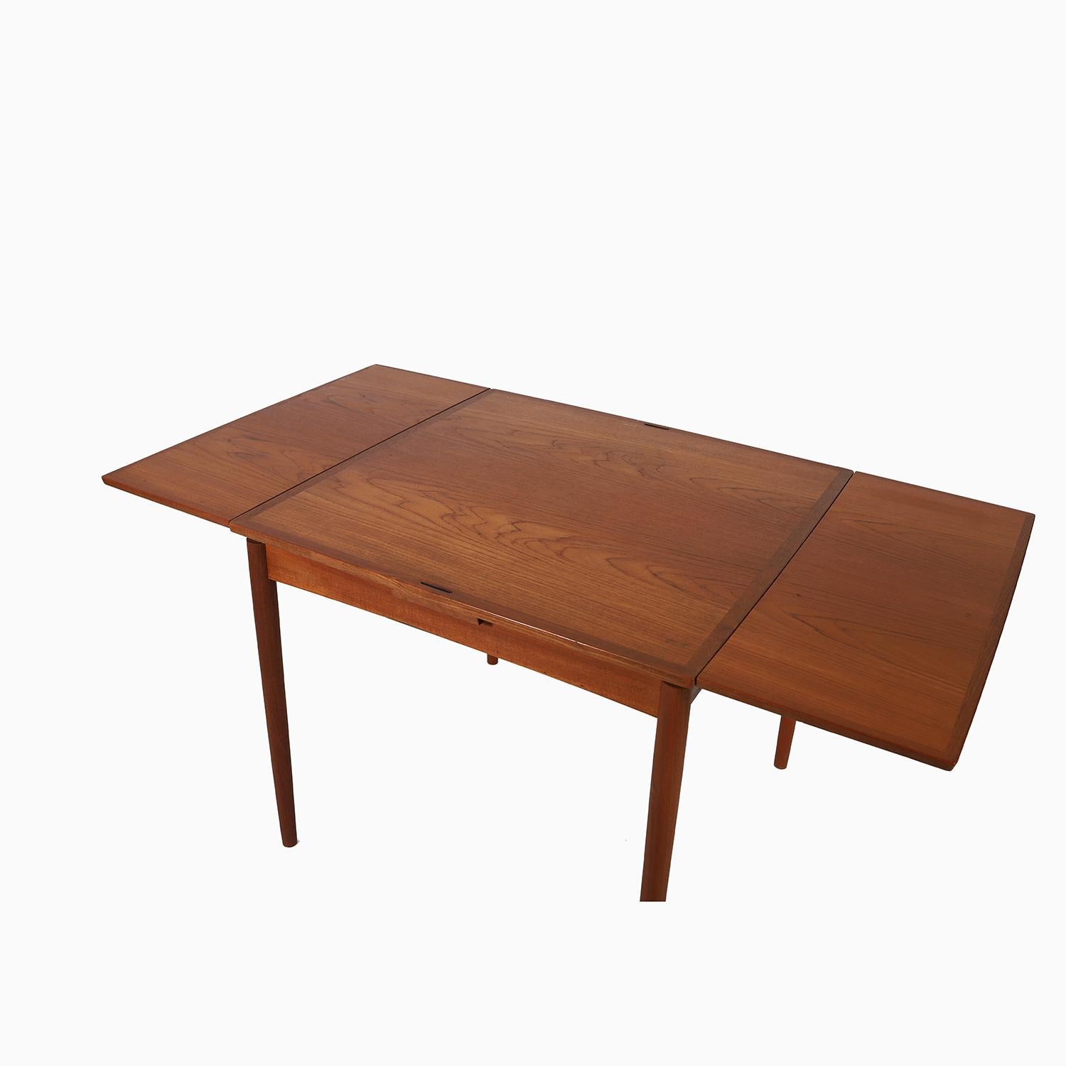 Faux Leather Danish Modern Teak Game table by Poul Hundevad For Sale