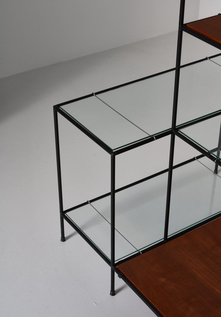 Metal Danish Modern Teak & Glass Shelving System Abstracta by Poul Cadovius, 1960s For Sale