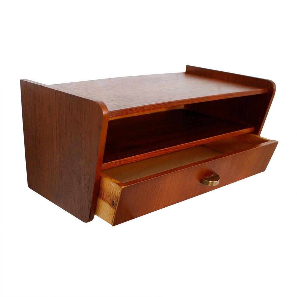 20th Century Danish Modern Teak Hanging Drawer with Cubby Hole Storage For Sale