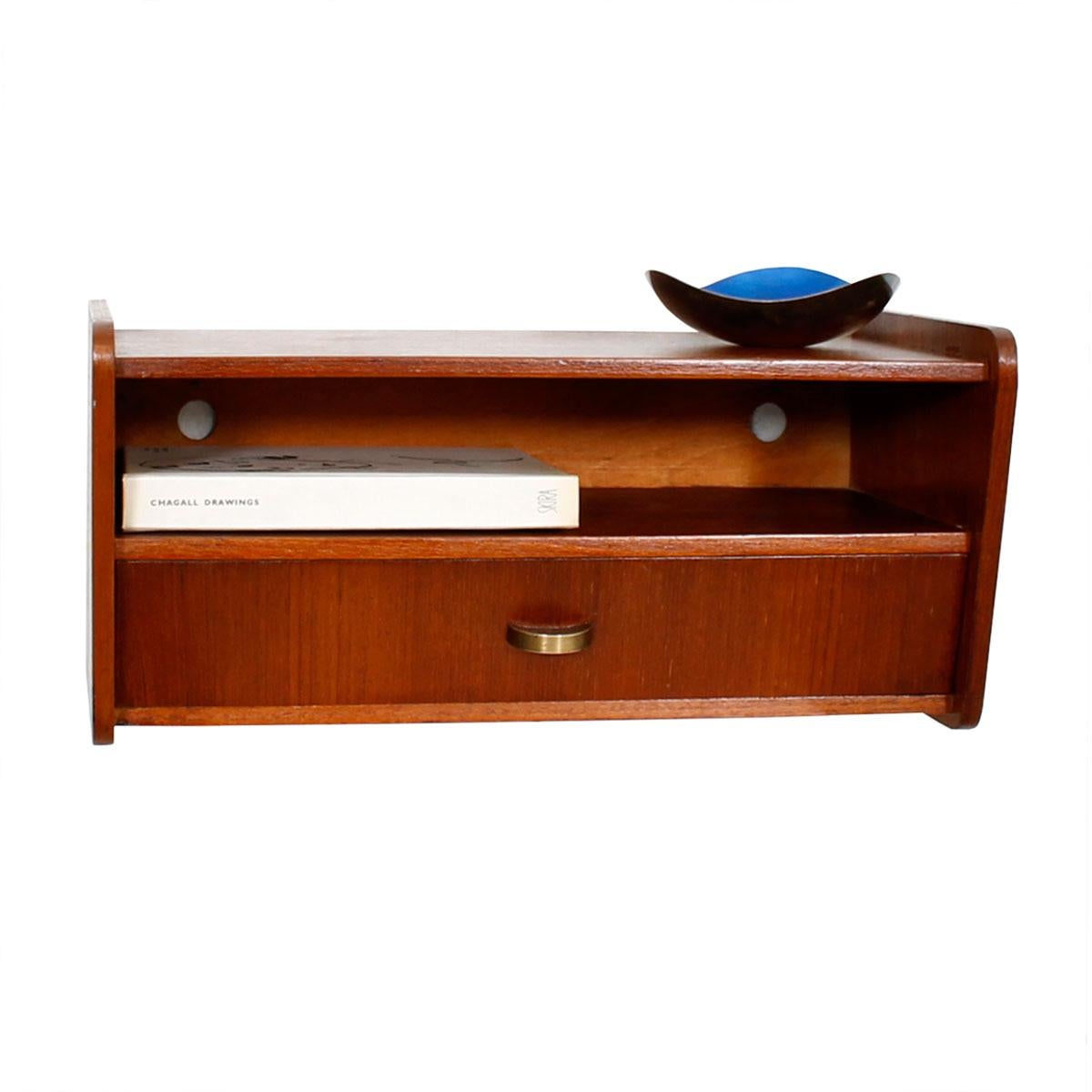 Danish Modern Teak Hanging Drawer with Cubby Hole Storage For Sale 2