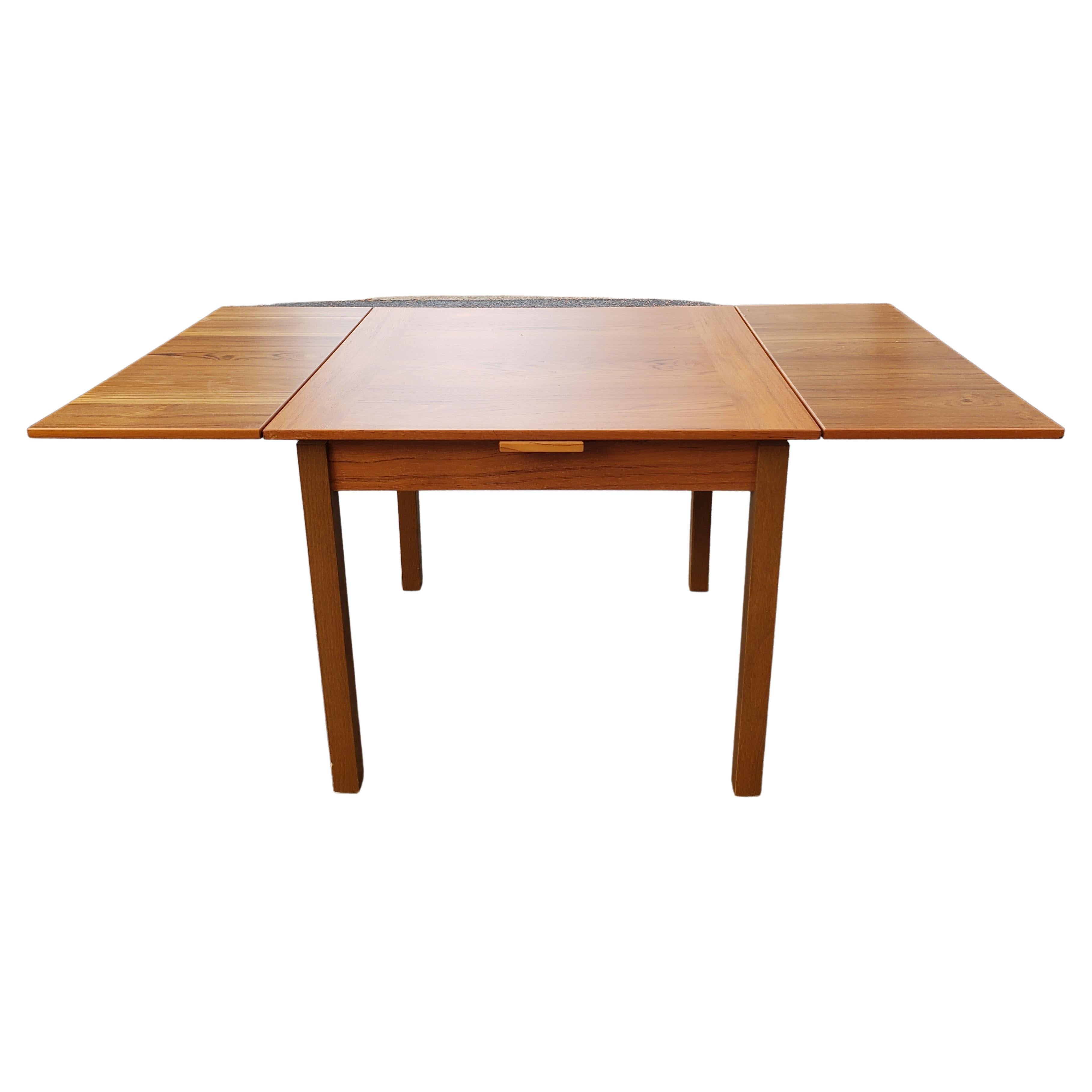 Woodwork Danish Modern Teak Hidden Leaves Expandable Dining Table 