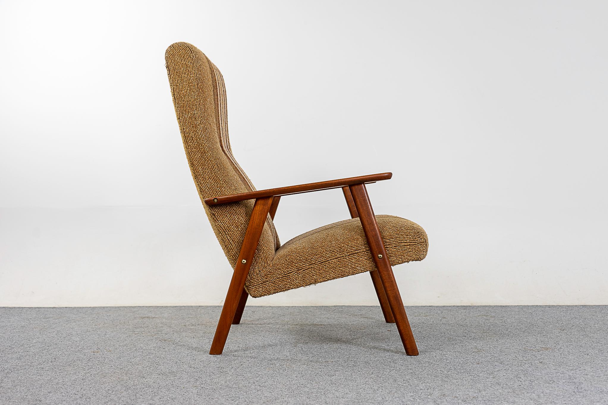 Upholstery Danish Modern Teak High Back Lounge Chair 