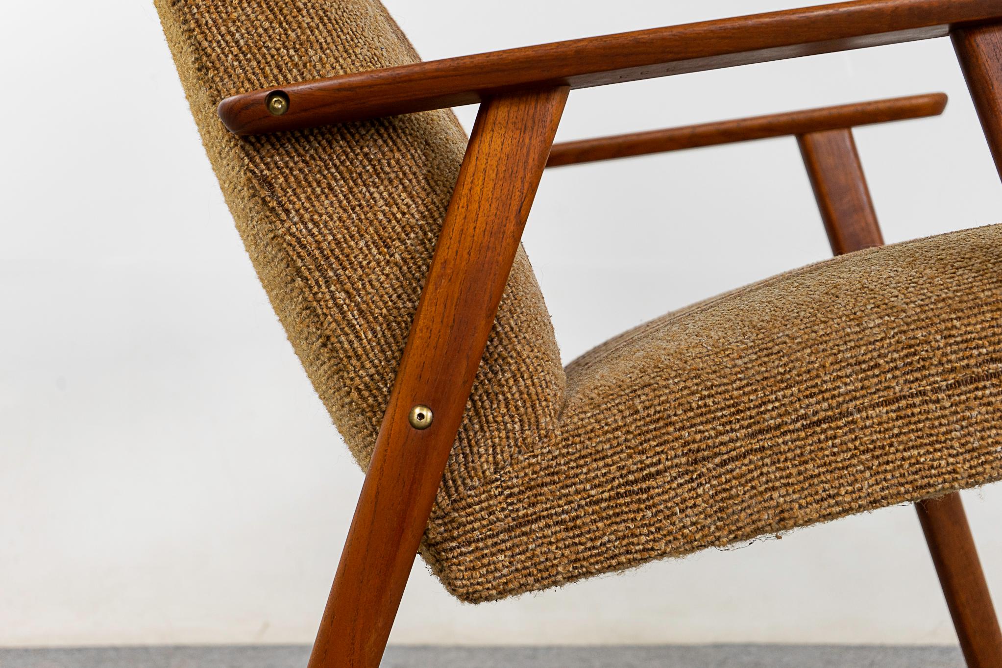 Danish Modern Teak High Back Lounge Chair  1