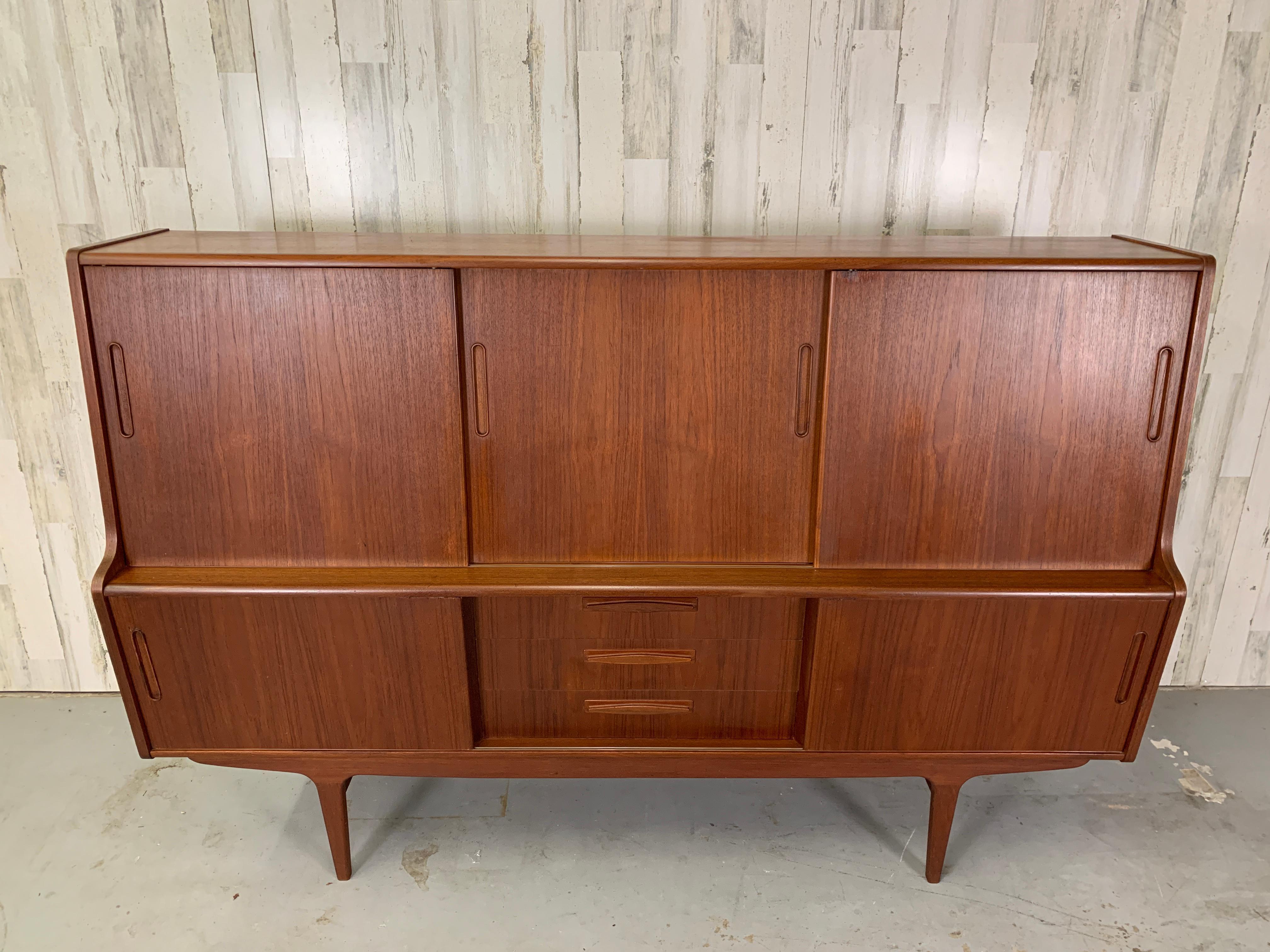 Scandinavian Modern Danish Modern Teak High Board For Sale