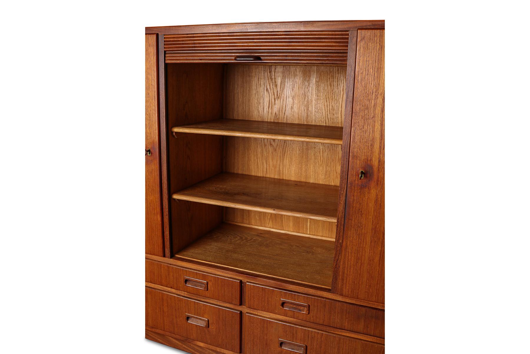 Danish Modern Teak High Sideboard with Center Tambour Door In Good Condition In Berkeley, CA