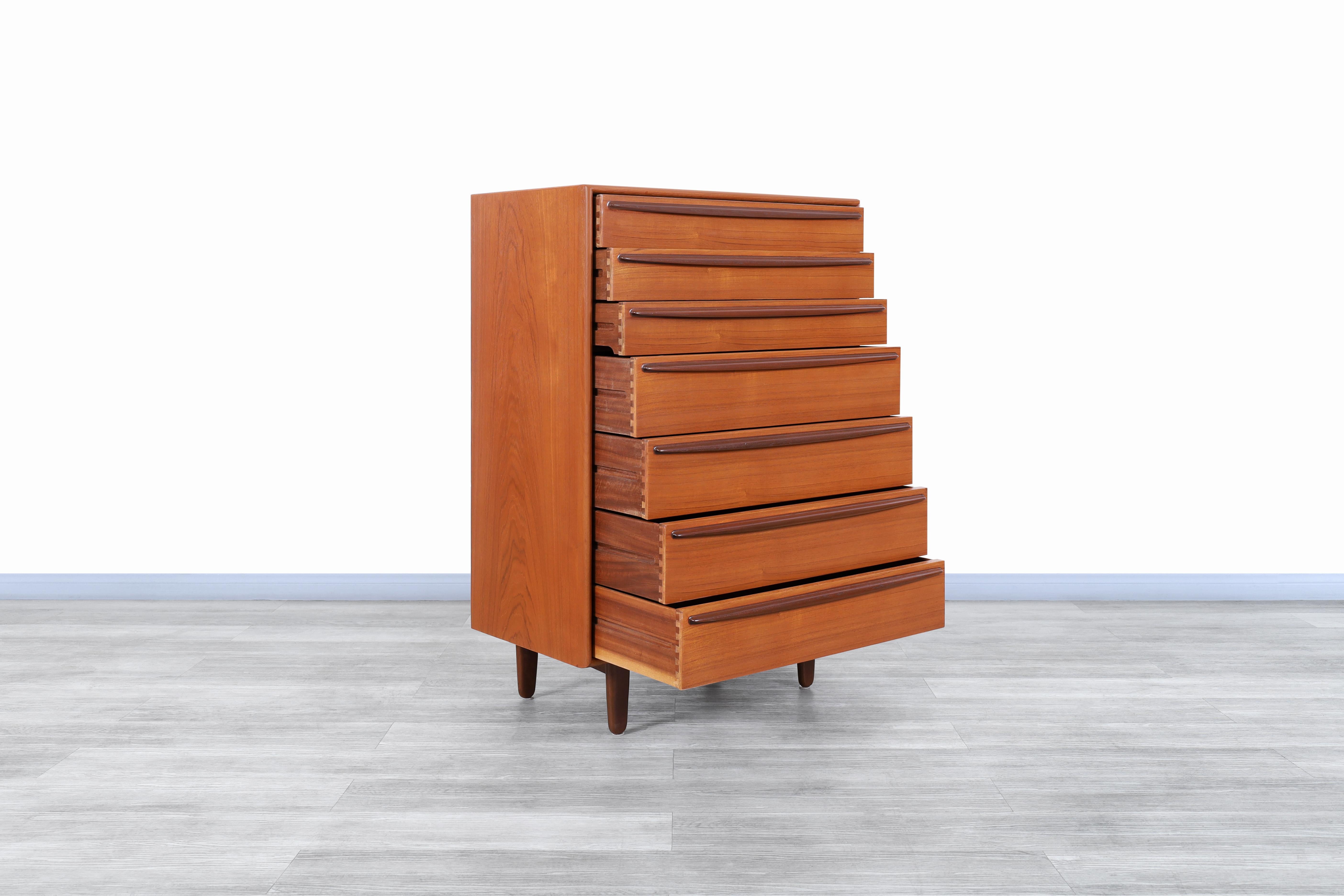 Mid-20th Century Danish Modern Teak Highboy by Svend a. Madsen for Falster For Sale