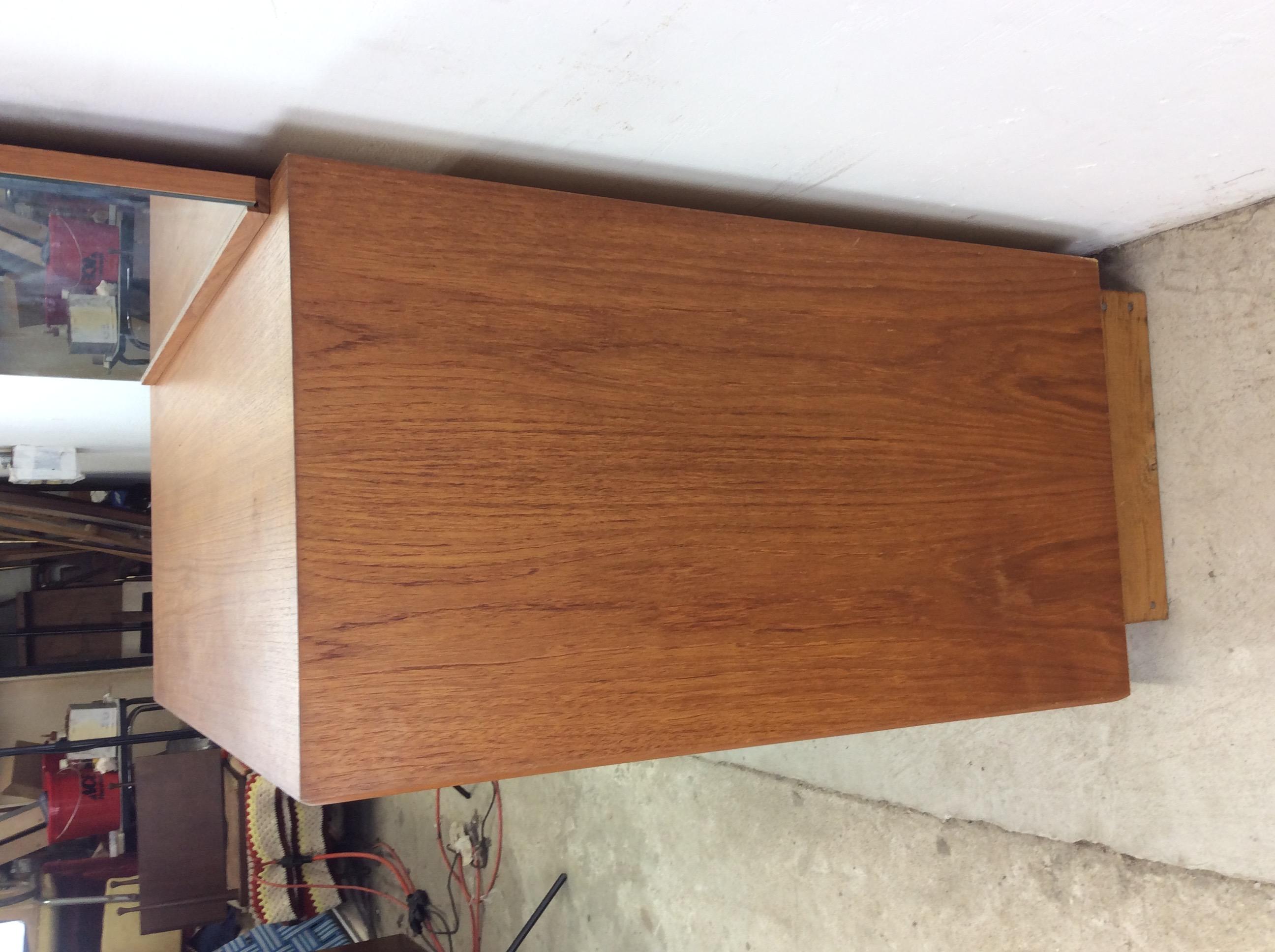 XX secolo Danish Modern Teak Highboy Dresser with Mounted Mirror in vendita