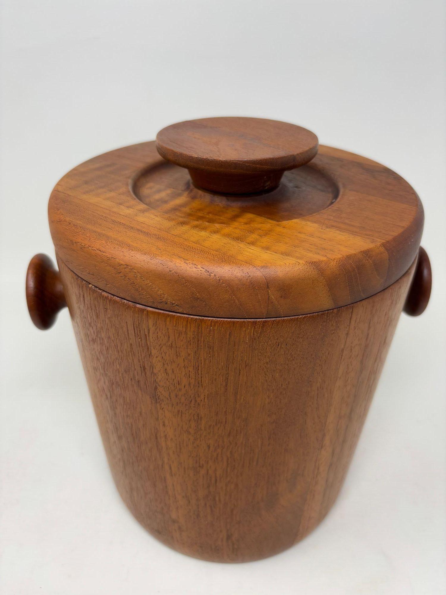 Danish Modern Teak Ice Bucket Dansk Jens Quistgaard Style 1960s Denmark For Sale 8
