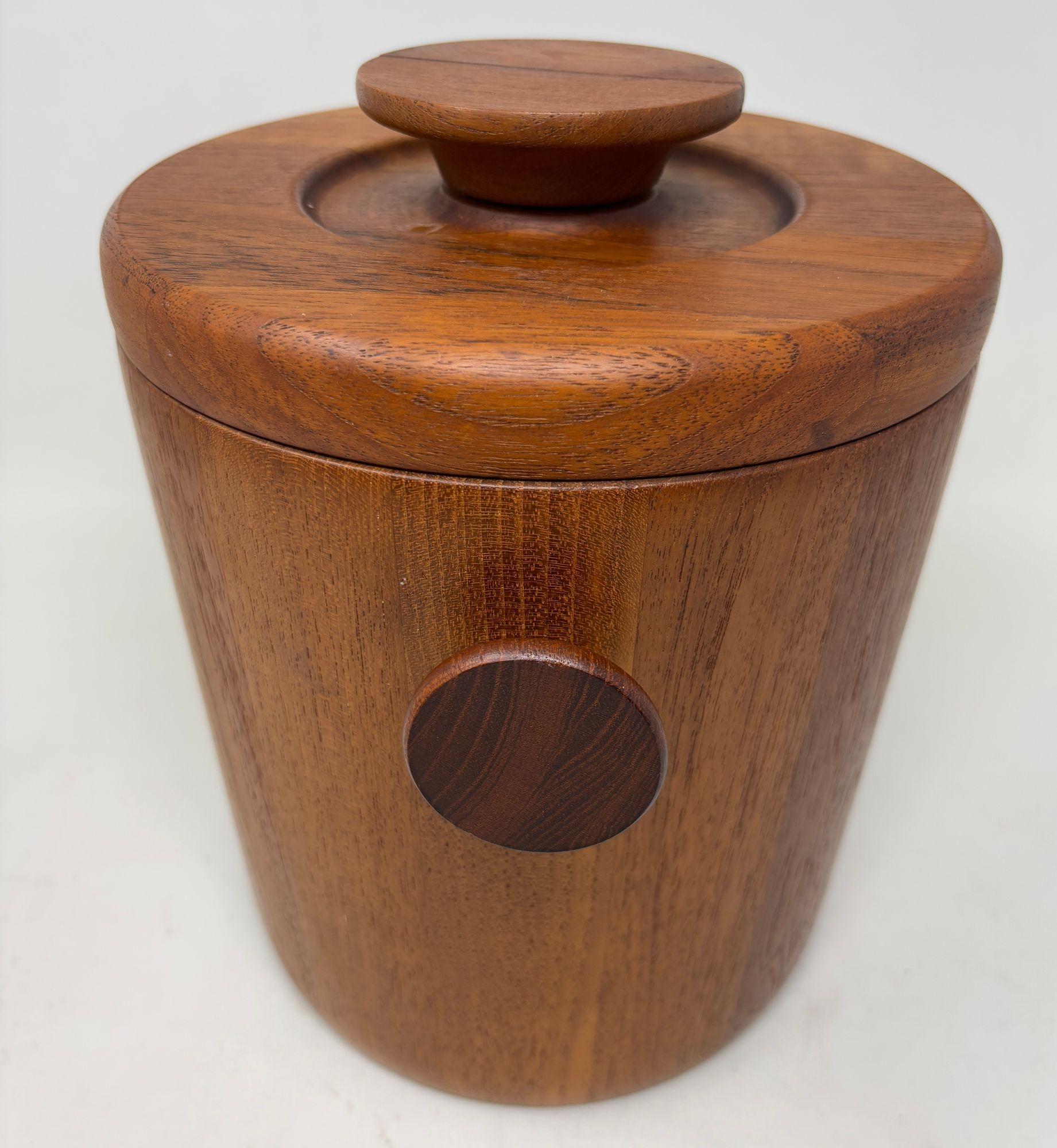 Organic Modern Danish Modern Teak Ice Bucket Dansk Jens Quistgaard Style 1960s Denmark For Sale