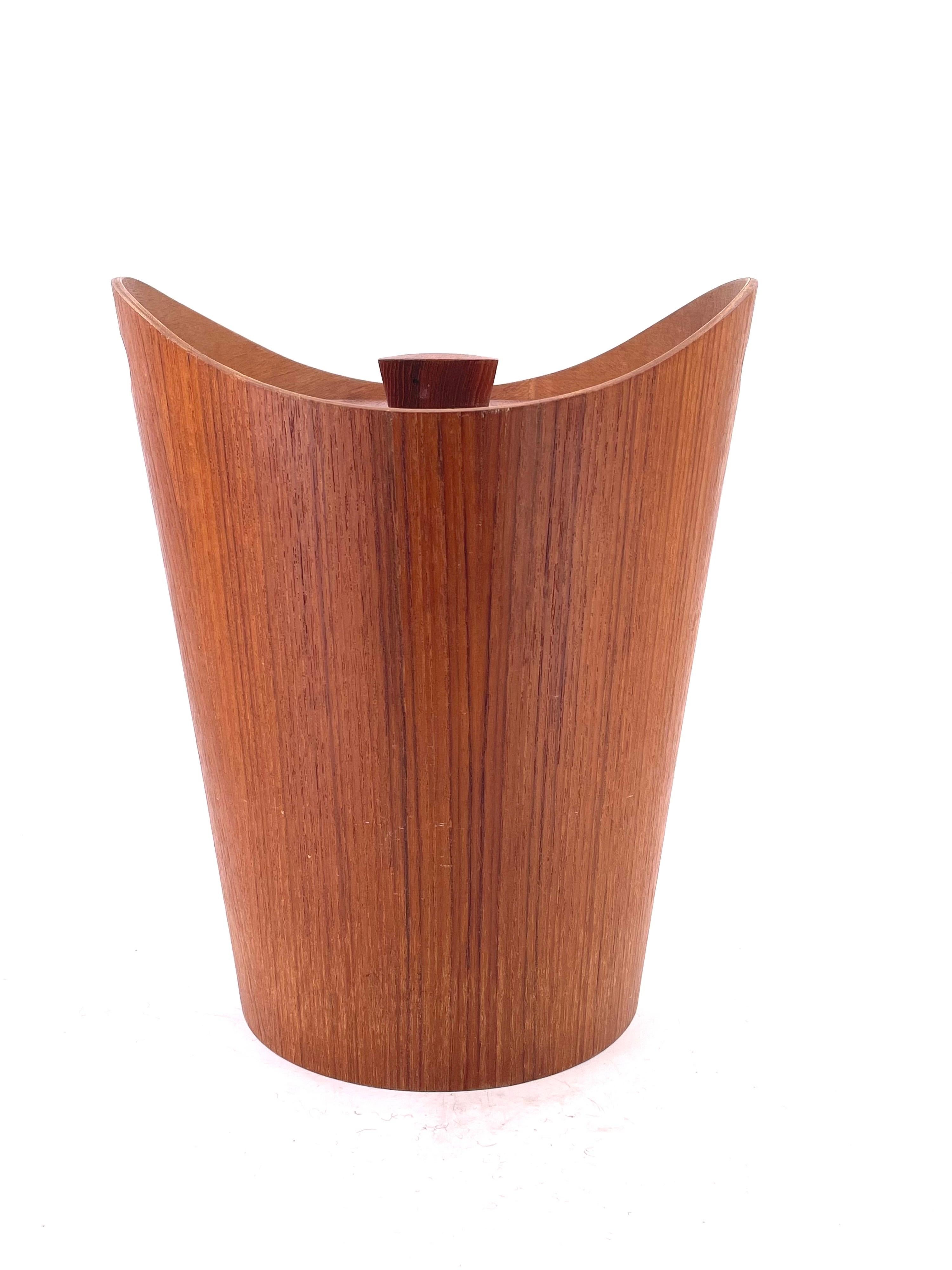 Scandinavian Modern Danish Modern Teak Ice Bucket with Aluminum Insert