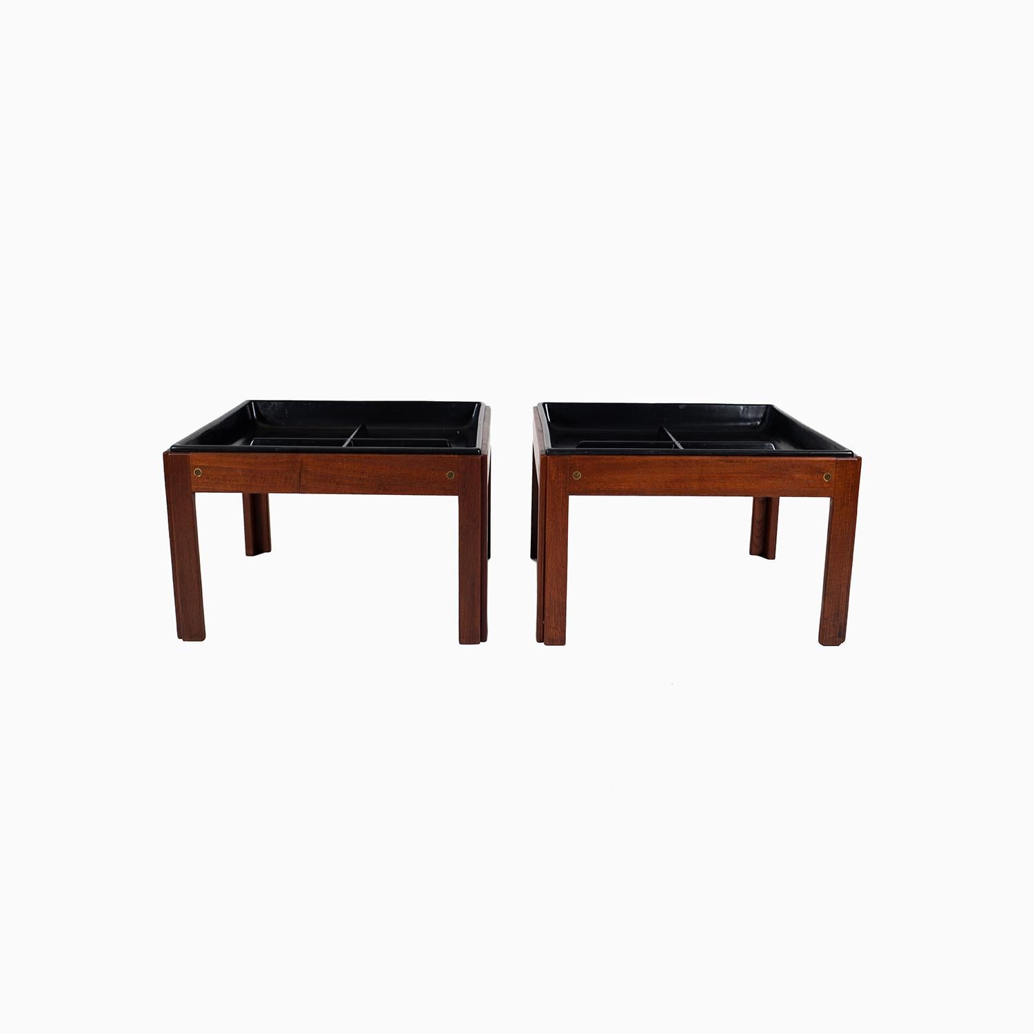 Danish modern teak planter designed by Illum Wikkelso. Original black plastic liner. Two available. Price is per piece.

Professional, skilled furniture restoration is an integral part of what we do every day. Our goal is to provide beautiful,