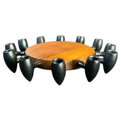 Dänischer moderner 12-Arm-Kerzenhalter aus Teakholz und Eisen mit Krabbenmotiv von Digsmed, ca. 1969