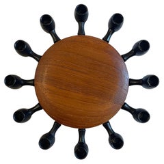 12-Armed Crab Candle Holder Danish Modern Teak & Iron by Digsmed ca. 1969