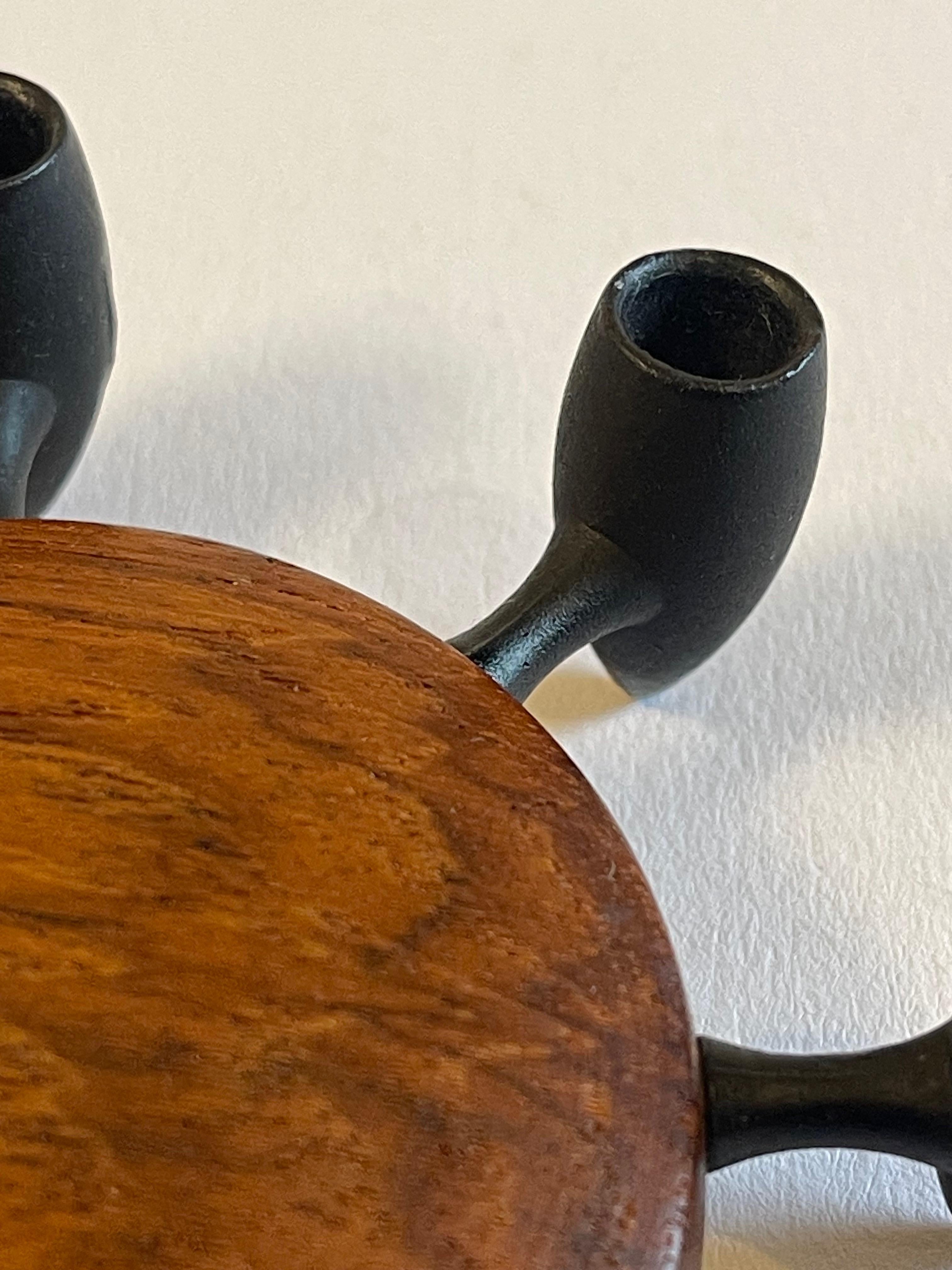 Portacandele moderno danese in teak e ferro a 8 braccia di Digsmed del 1969 ca. in vendita 1