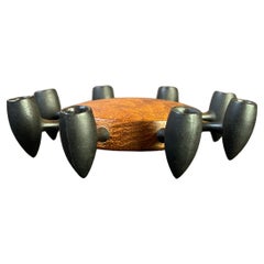 Dänischer moderner 8-Arm-Kerzenhalter aus Teakholz und Eisen mit Krabbenmotiv von Digsmed, ca. 1969