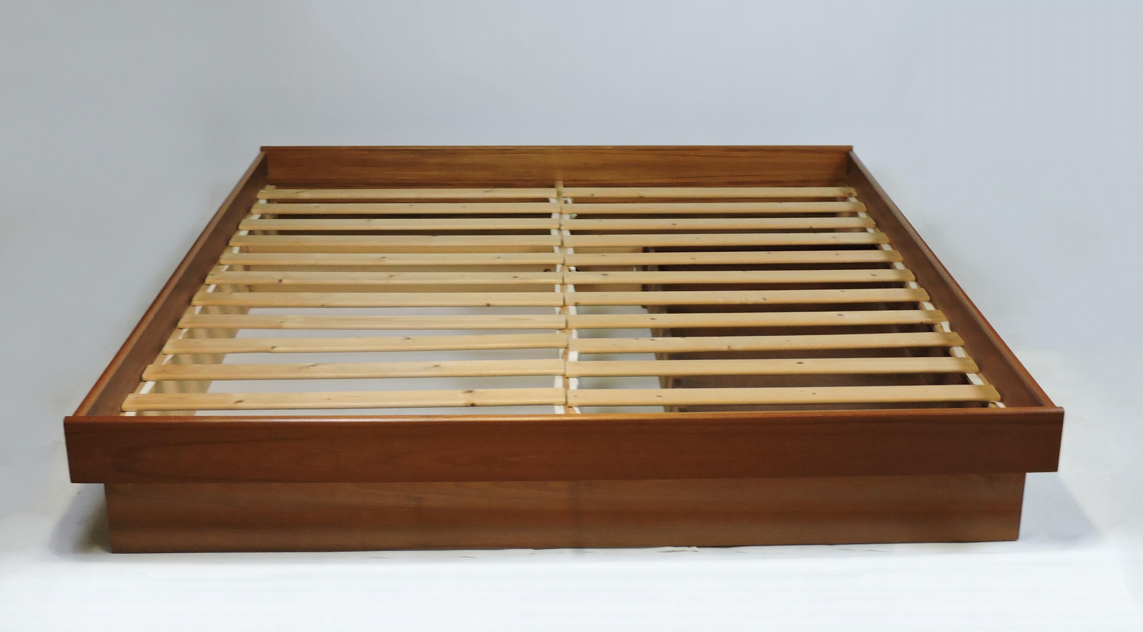 Danish Modern Teak King Size Platform Bed Frame with Storage 5