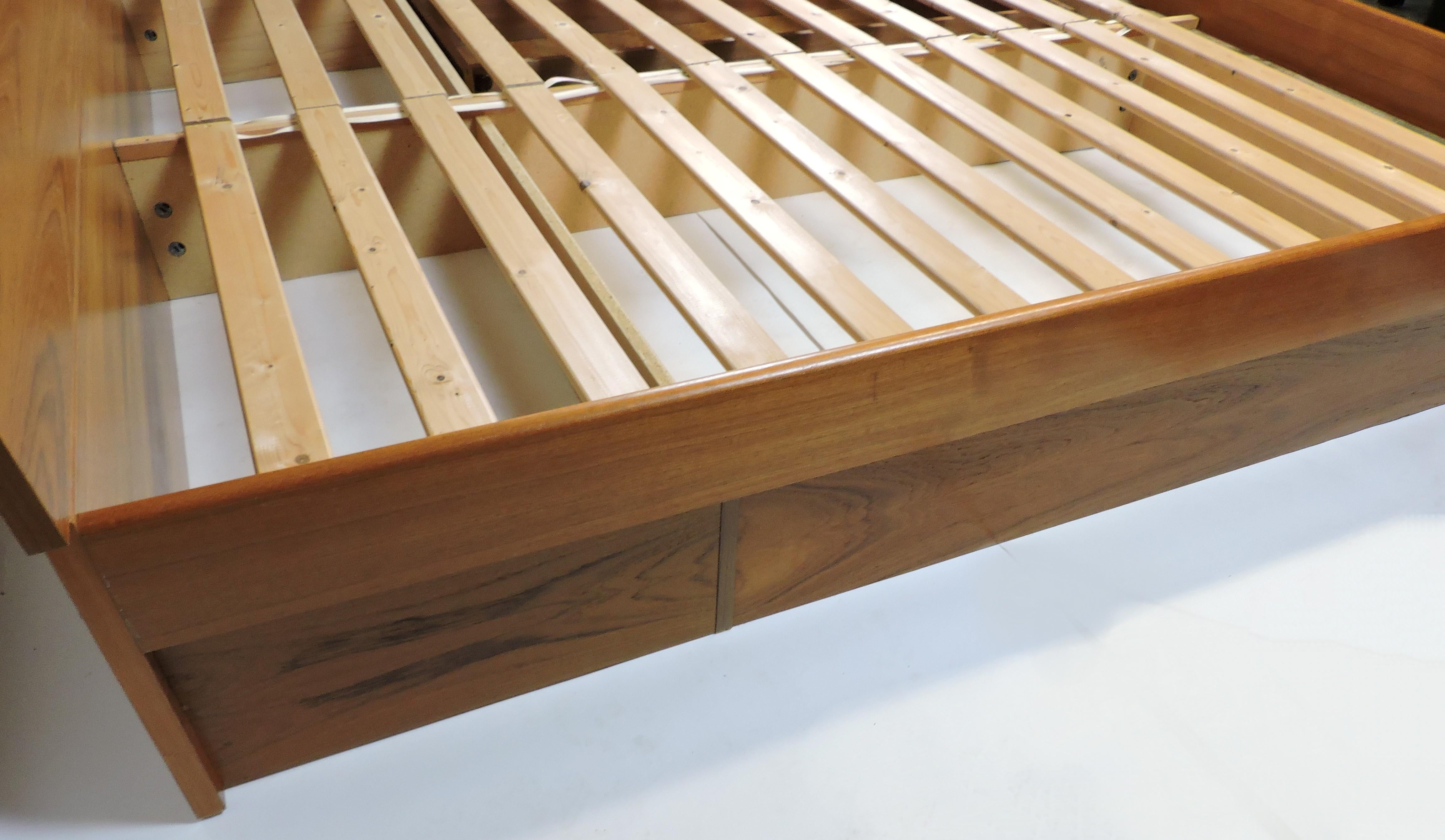 Scandinavian Modern Danish Modern Teak King Size Platform Bed Frame with Storage