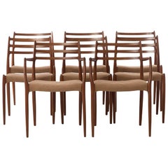 Danish Modern Teak Ladder Backed Dining Chairs Niels Otto Møller
