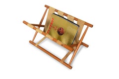 Danish Modern Teak + Leather Folding Magazine Rack