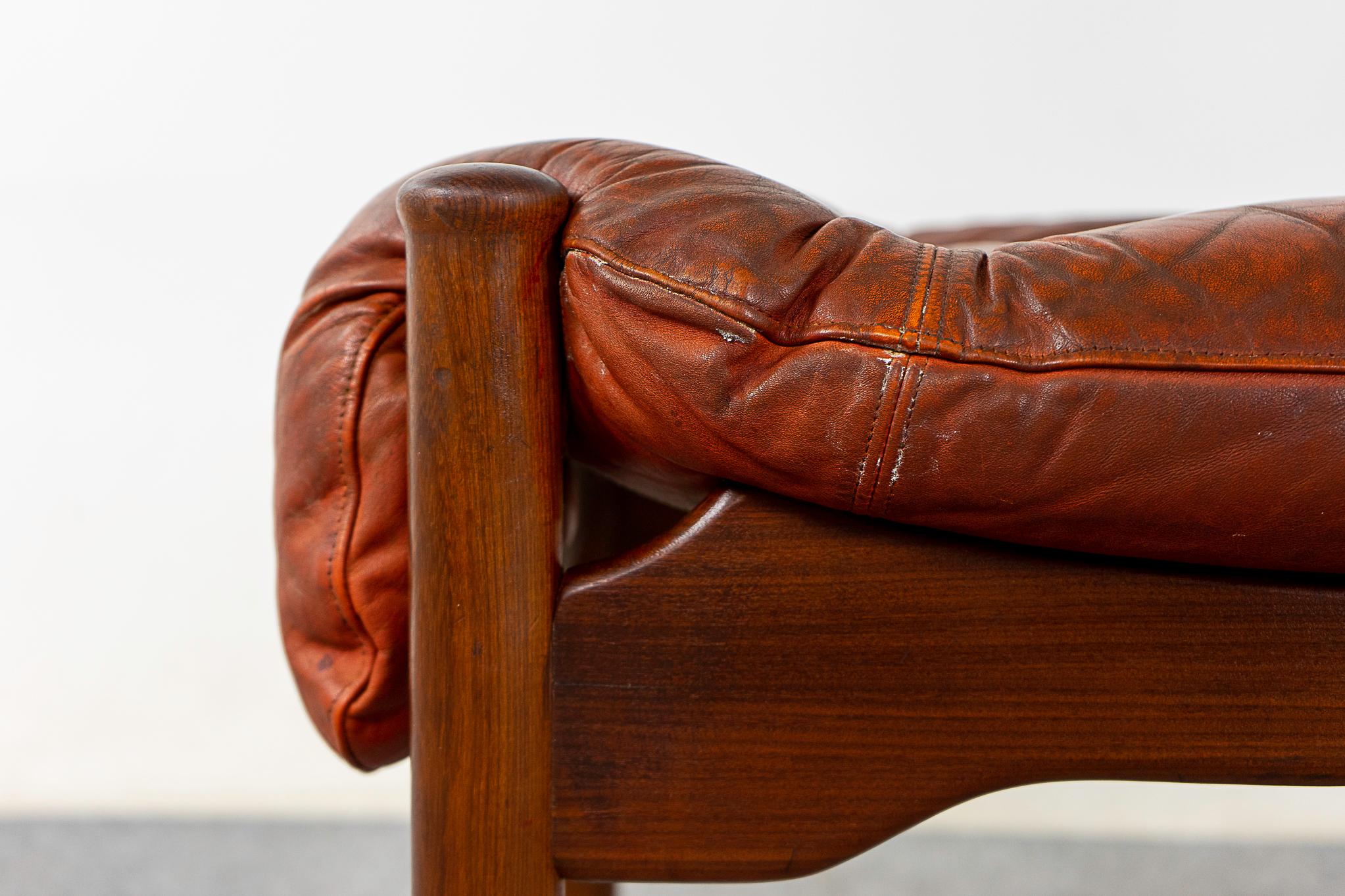 Scandinavian Modern Danish Modern Teak & Leather Footstool